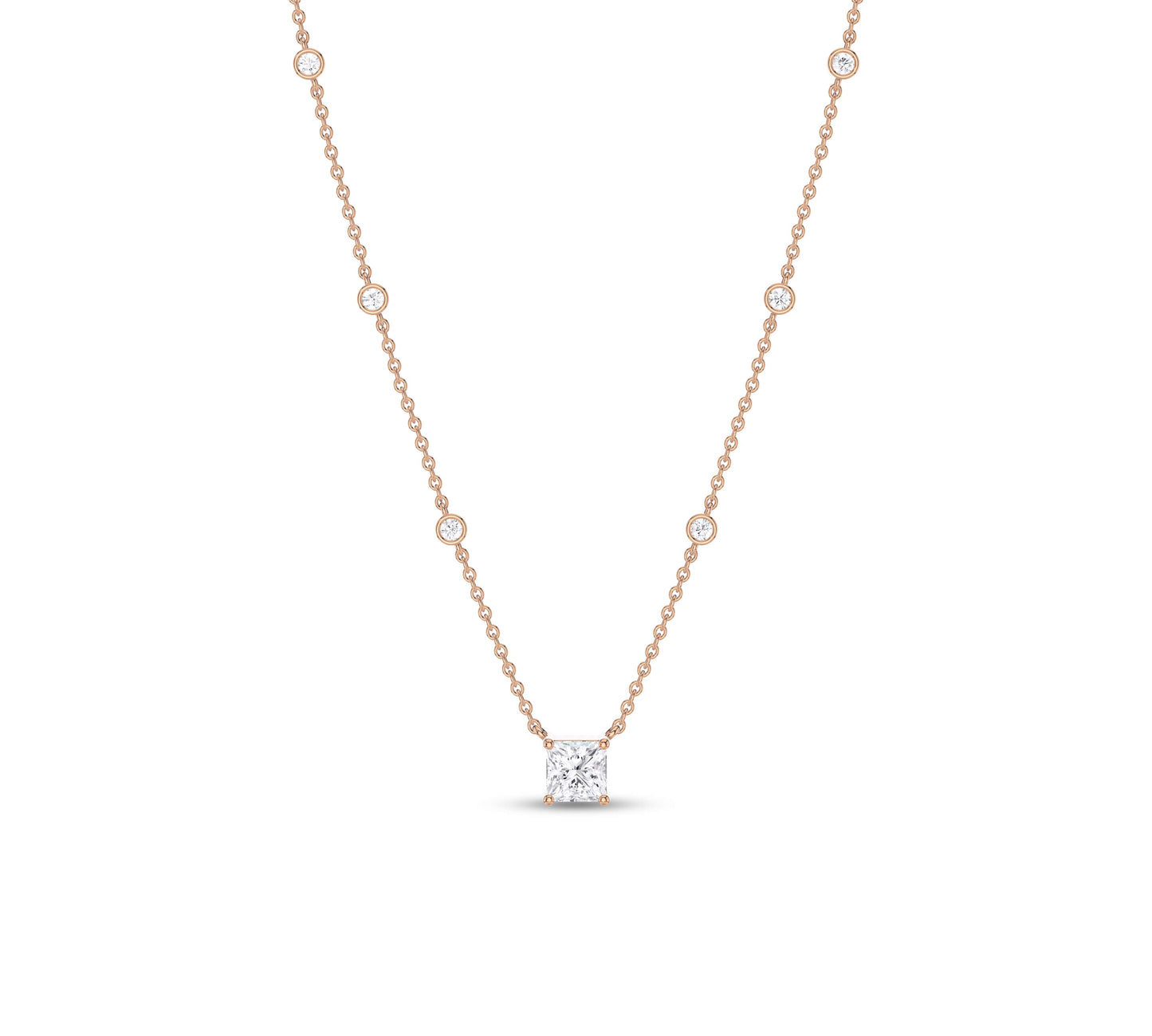 rose gold princess diamond necklace