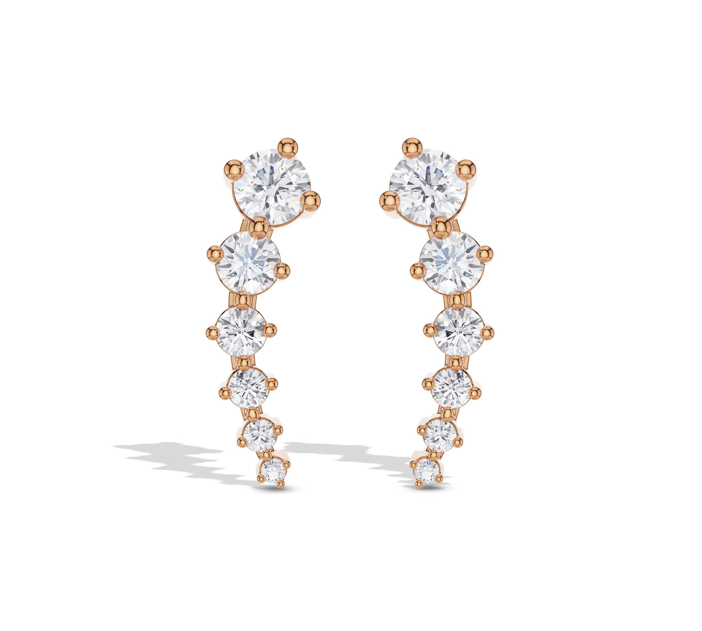 Rose gold graduated diamond drop earrings