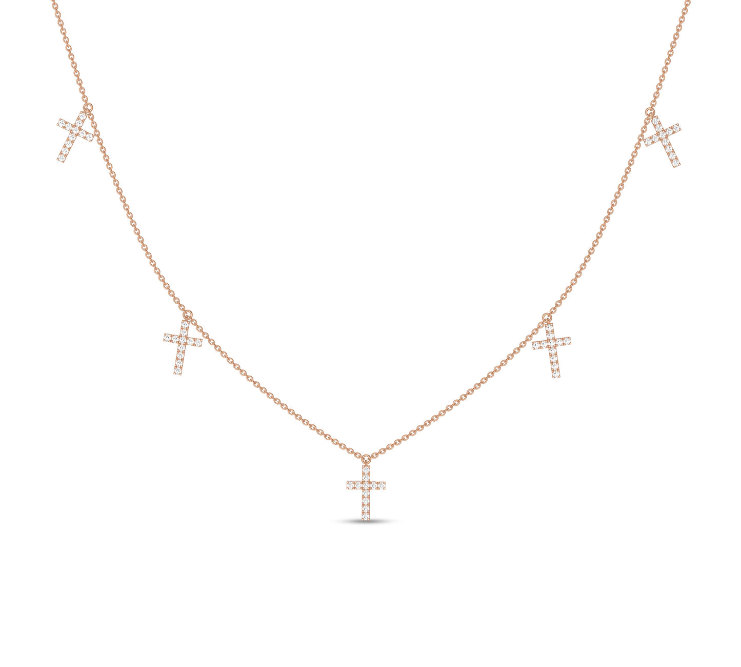Rose gold five cross diamond choker necklace