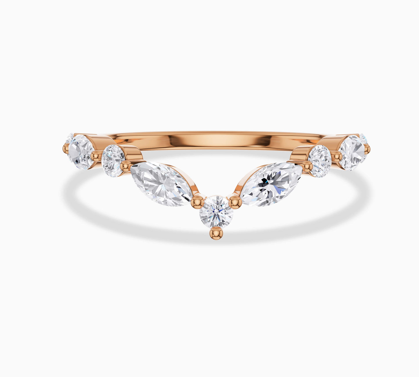 rose gold curved wedding ring