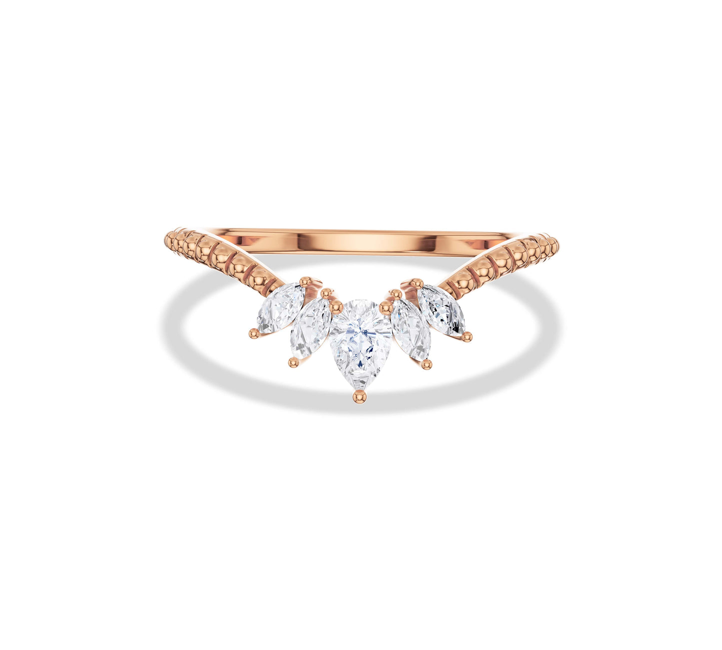 Moissanite Pear and Marquise Curved Wedding Band