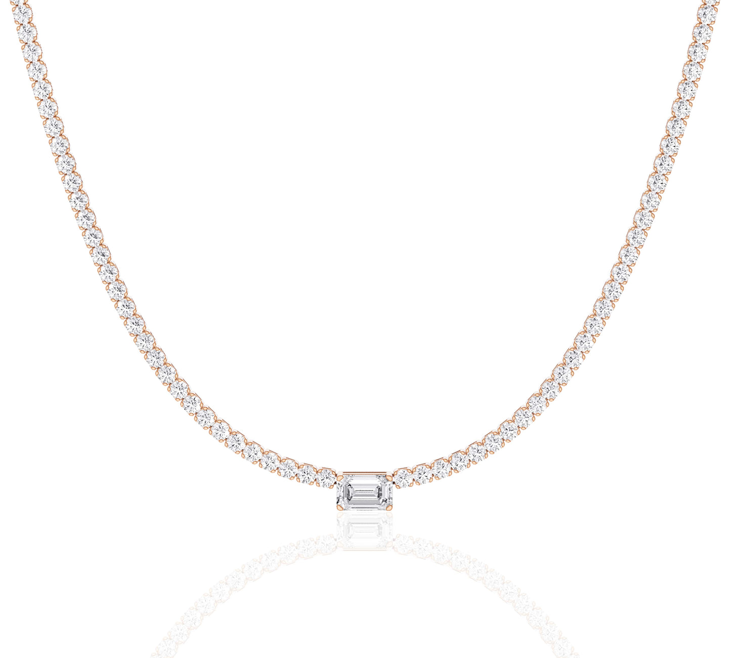 Emerald diamond necklace in gold setting