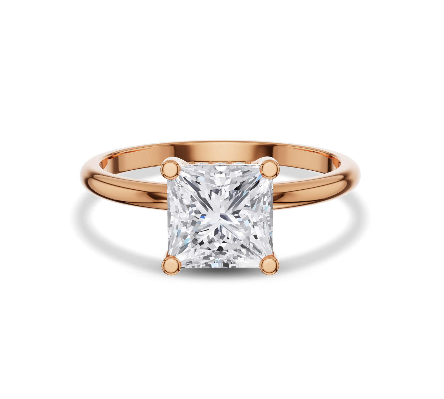 Princess diamond hidden halo ring