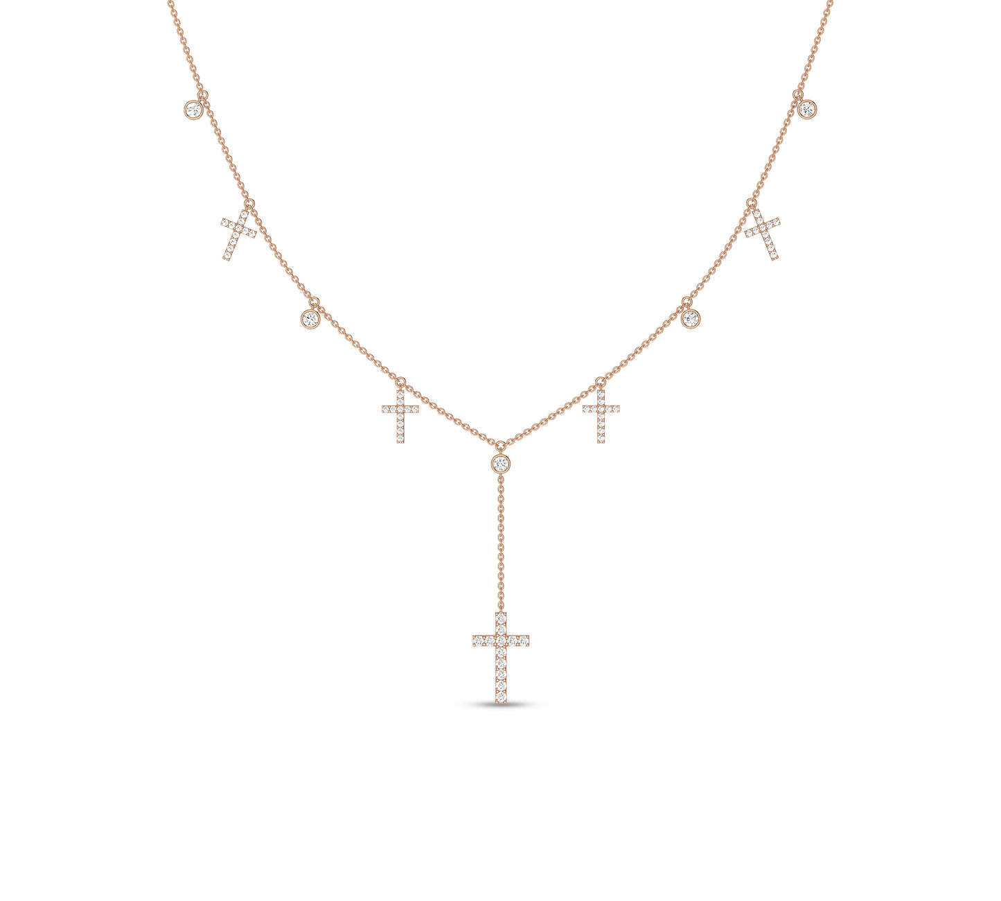 Religious charm necklace with multiple crosses