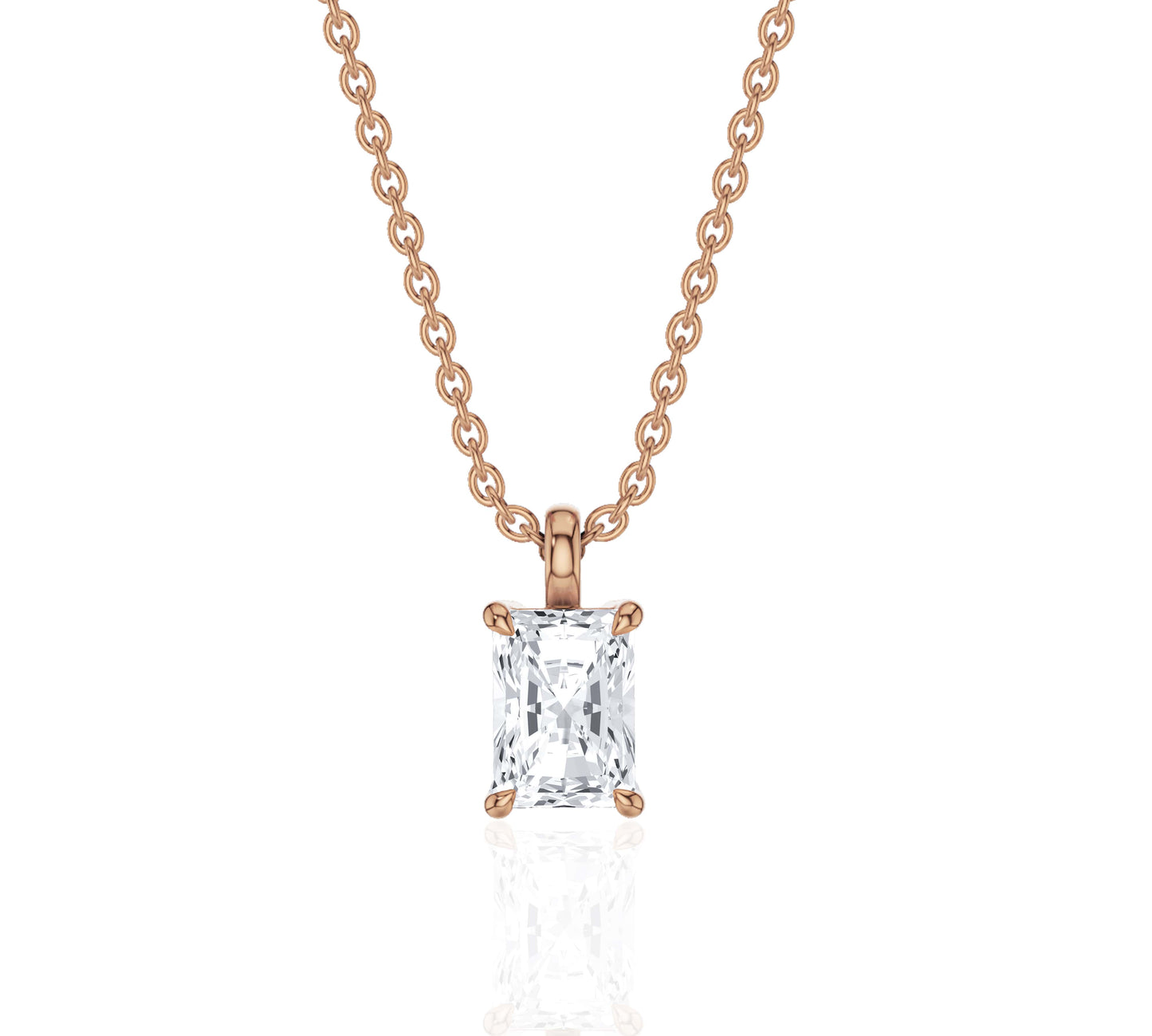 rose gold diamond on a necklace