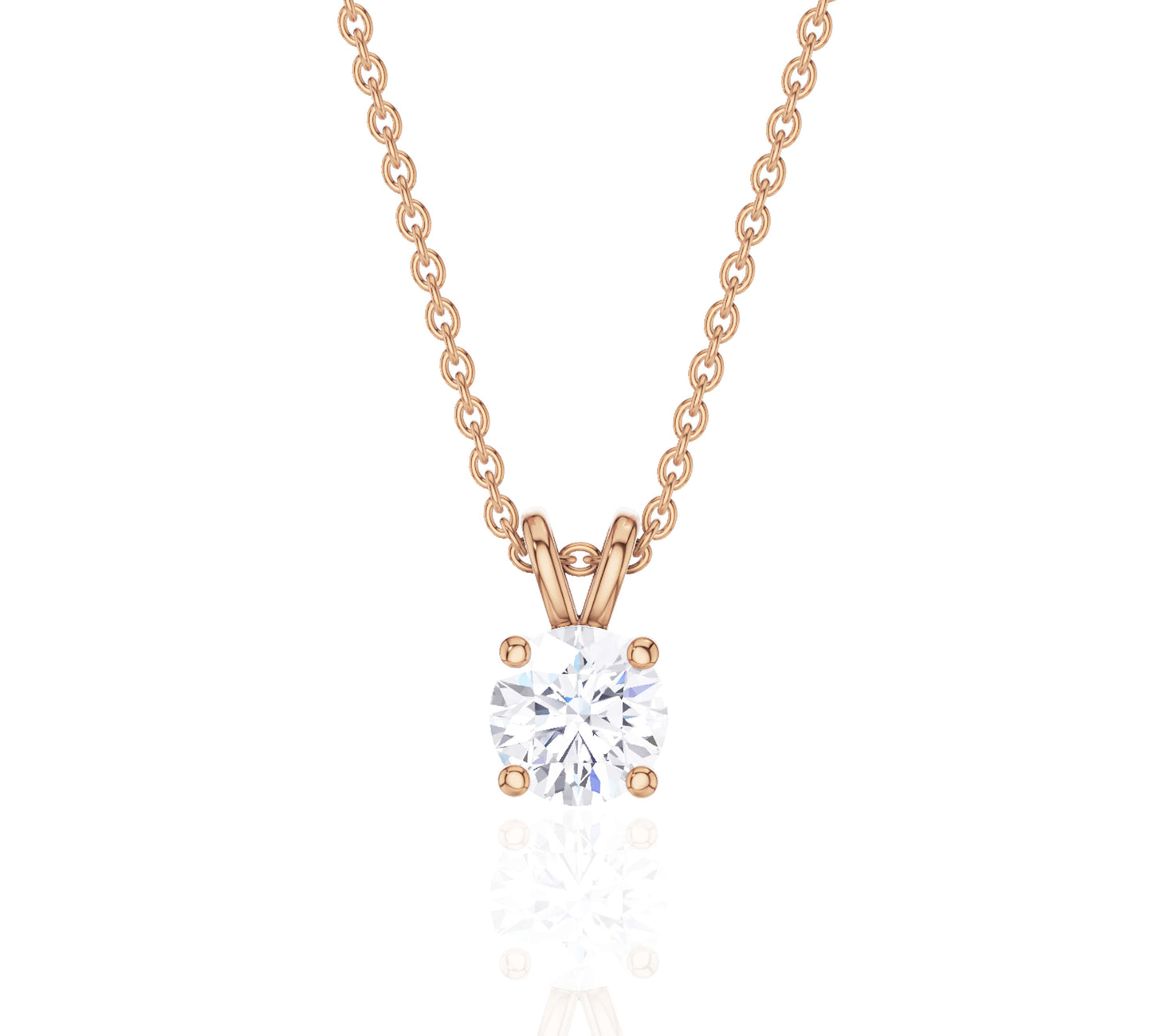 Round 4-Prong Solitaire Diamond Pendant Necklace