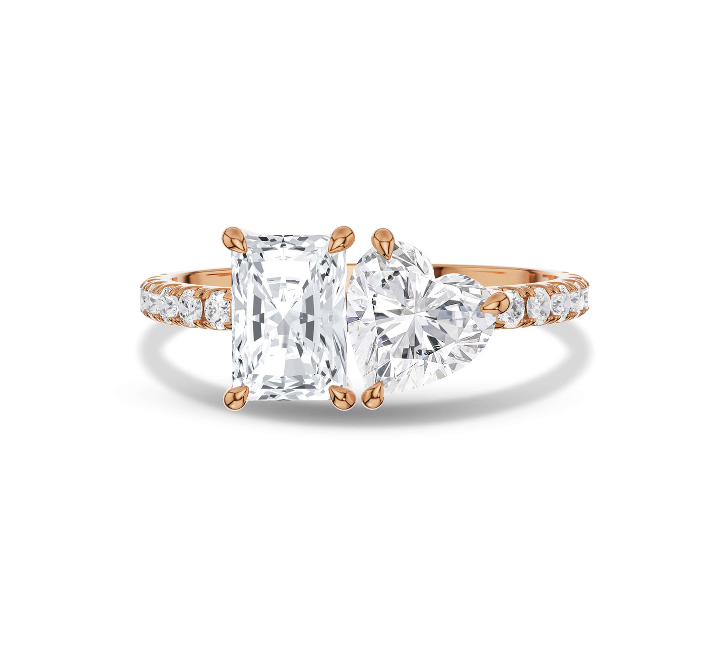 Radiant and heart shaped diamond ring