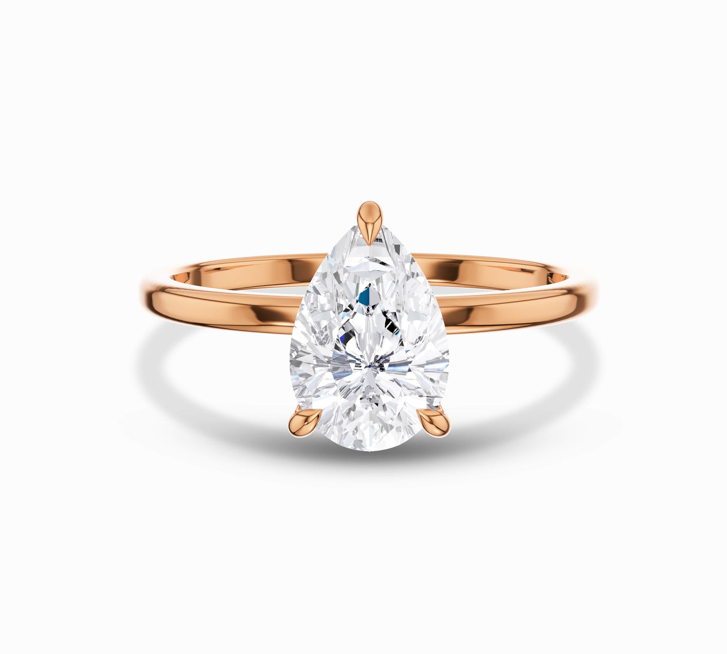 Rose gold solitaire pear-shaped diamond ring