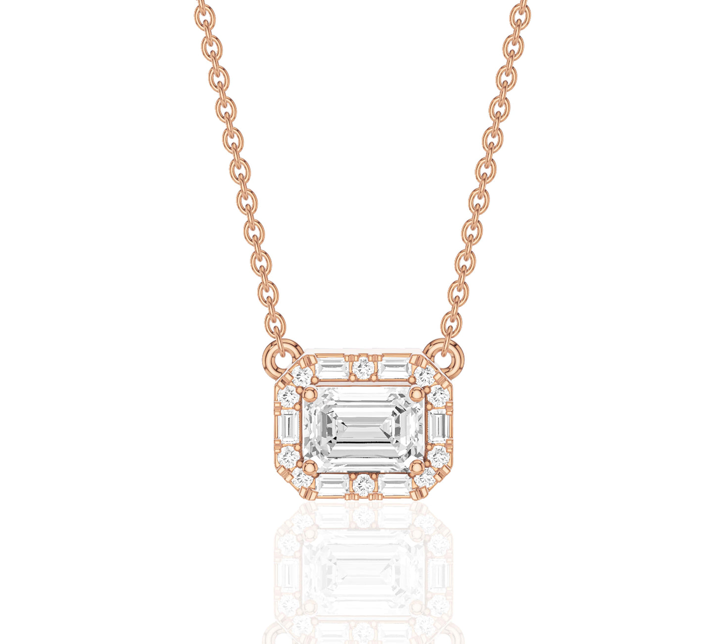 Glamorous emerald diamond pendant with micro-pavé setting