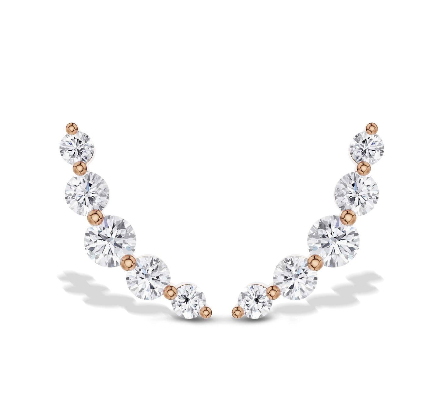 Graduated diamond climber earrings in rose gold