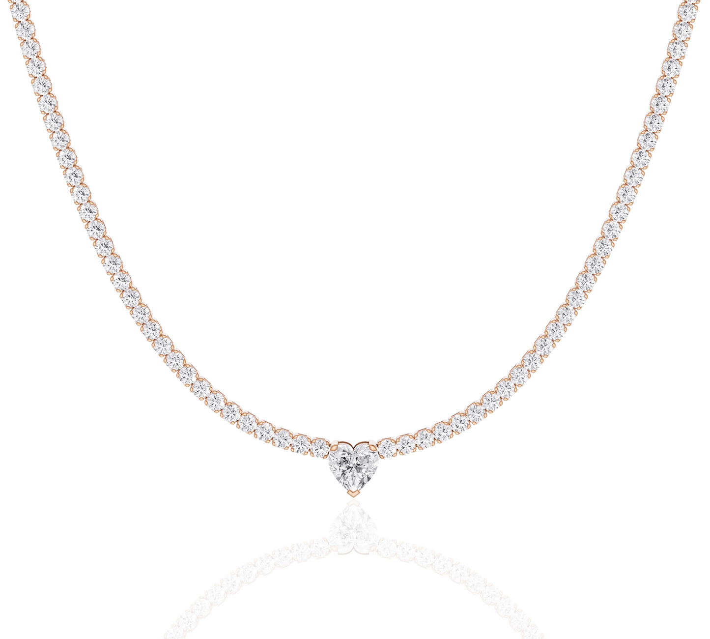 heart shaped diamond tennis necklace