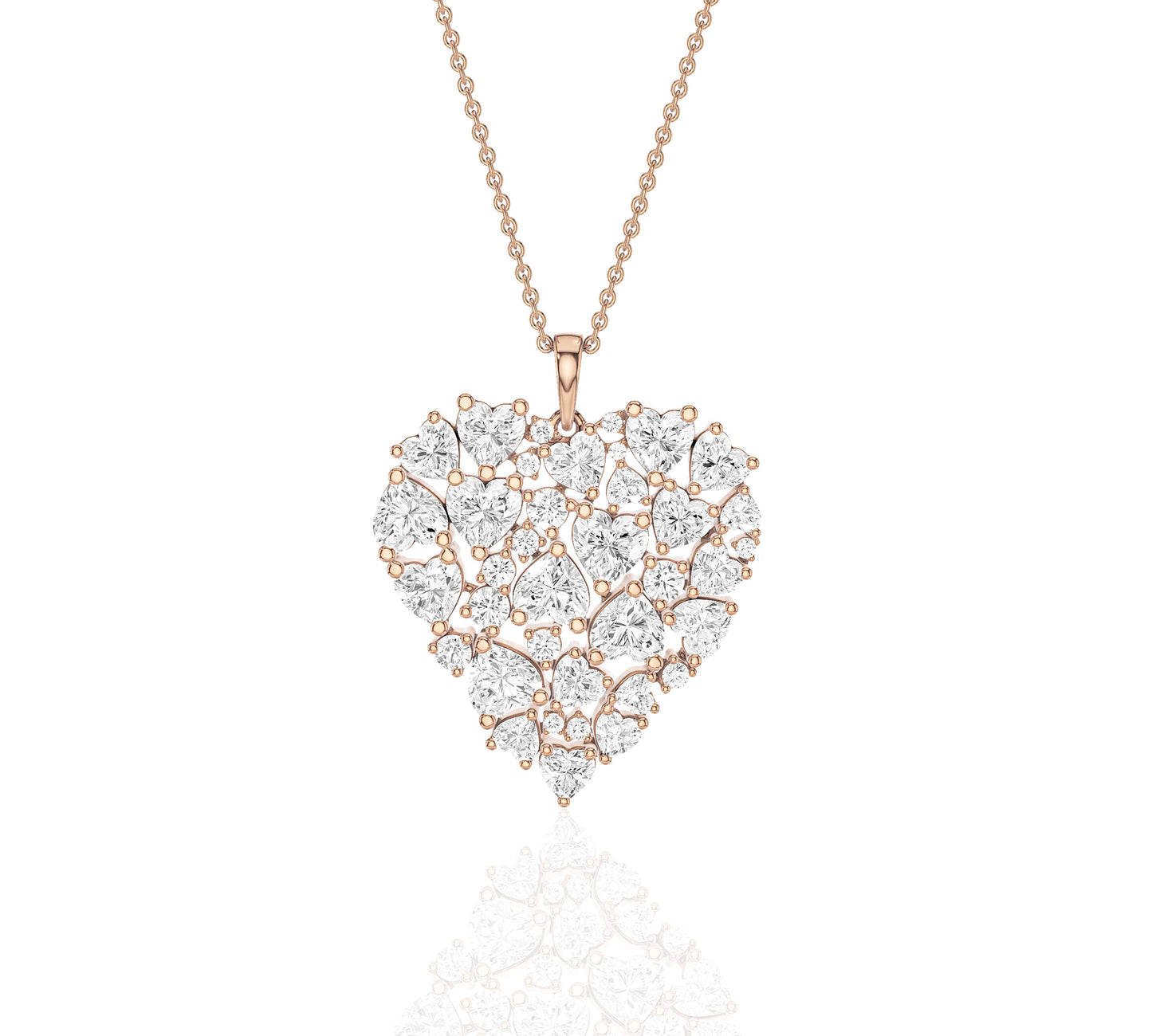 Shimmering heart-shaped necklace in 18k yellow gold