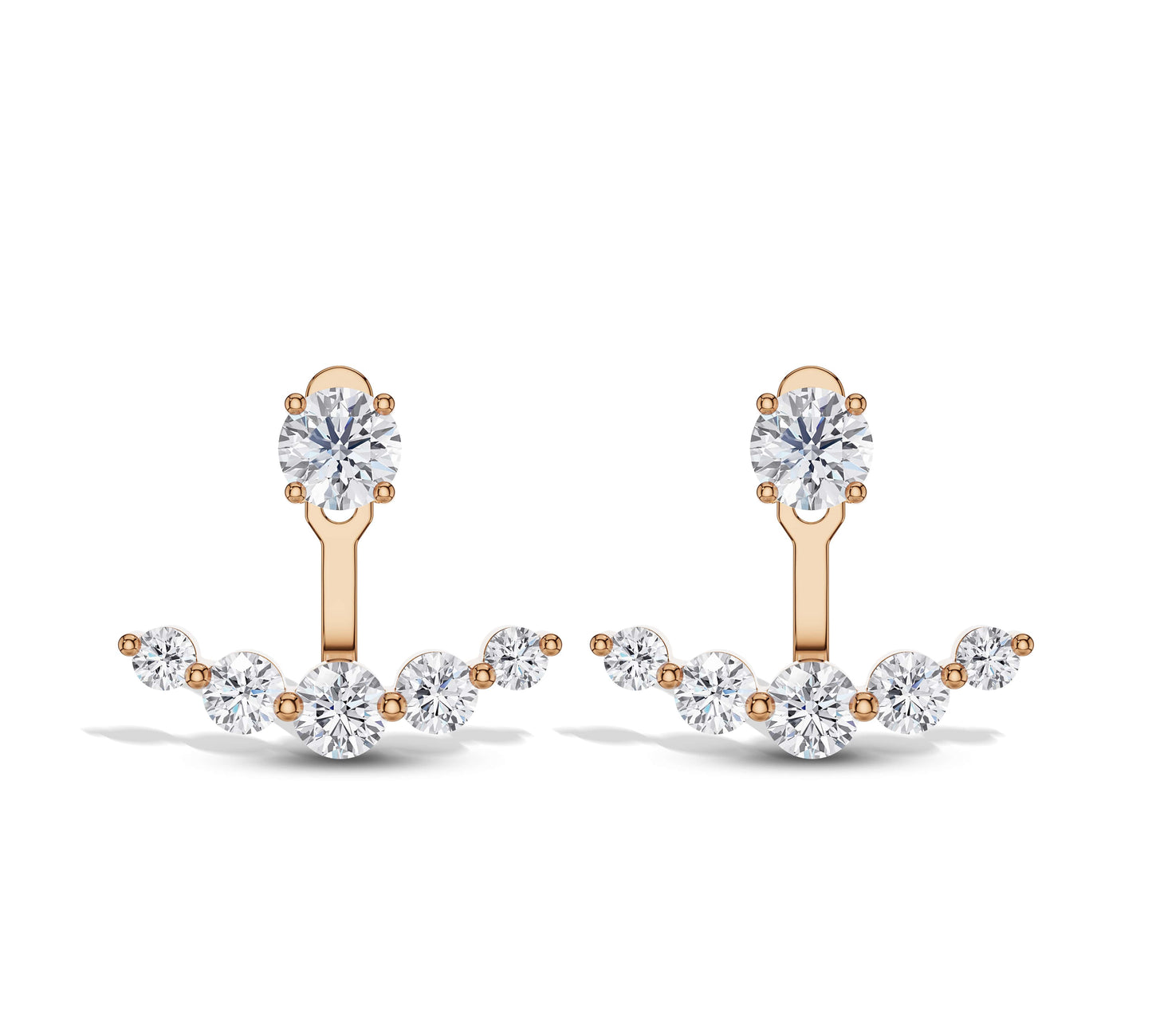 Rose gold diamond earring jackets and studs