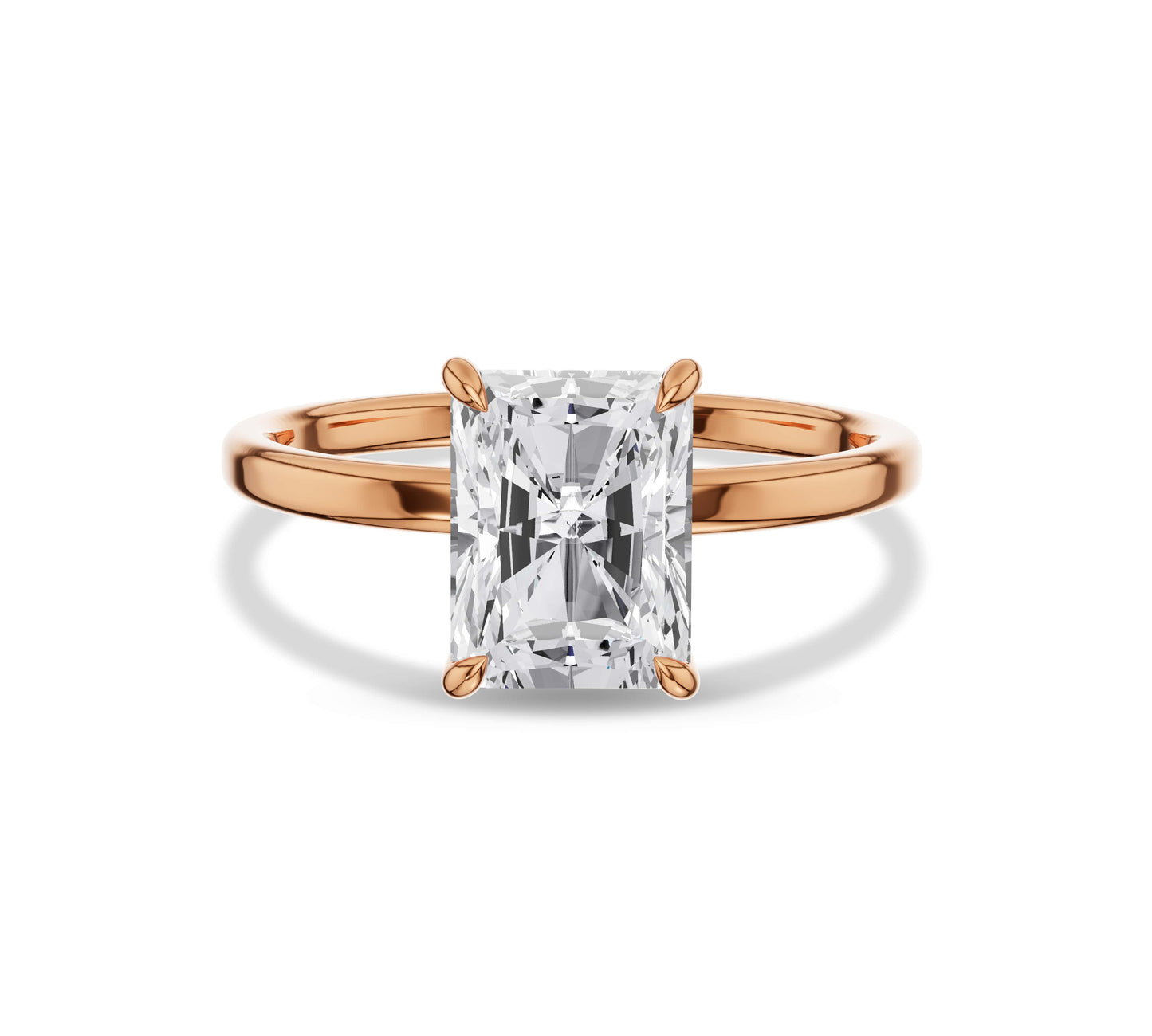 Bold rectangular diamond set in a solitaire gold band