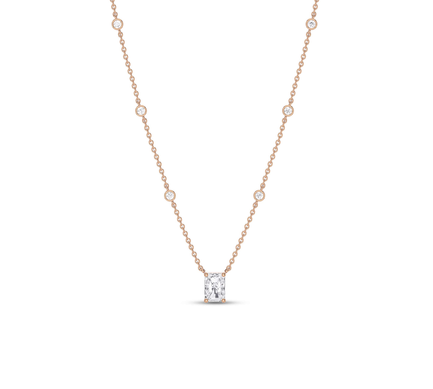 radiant diamond Station Necklace