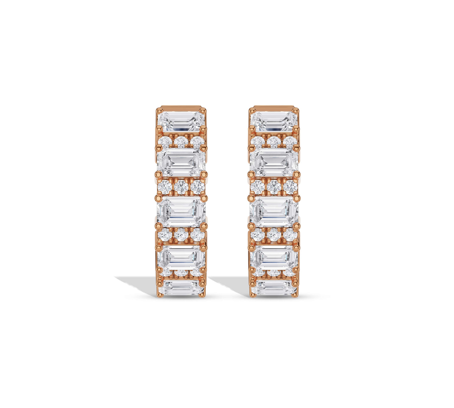Round and Emerald Hoops