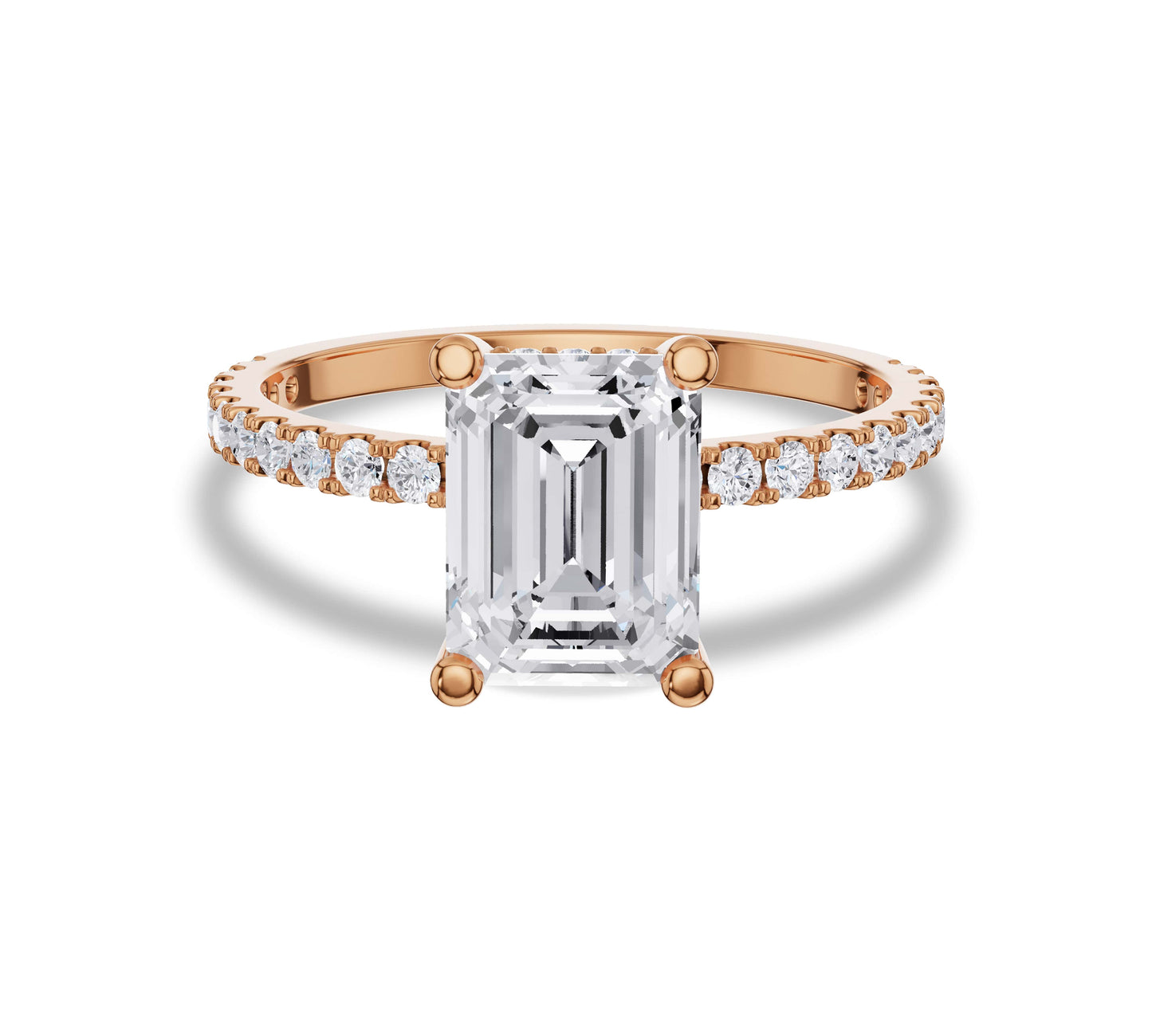 Emerald cut rose gold engagement ring with sparkle