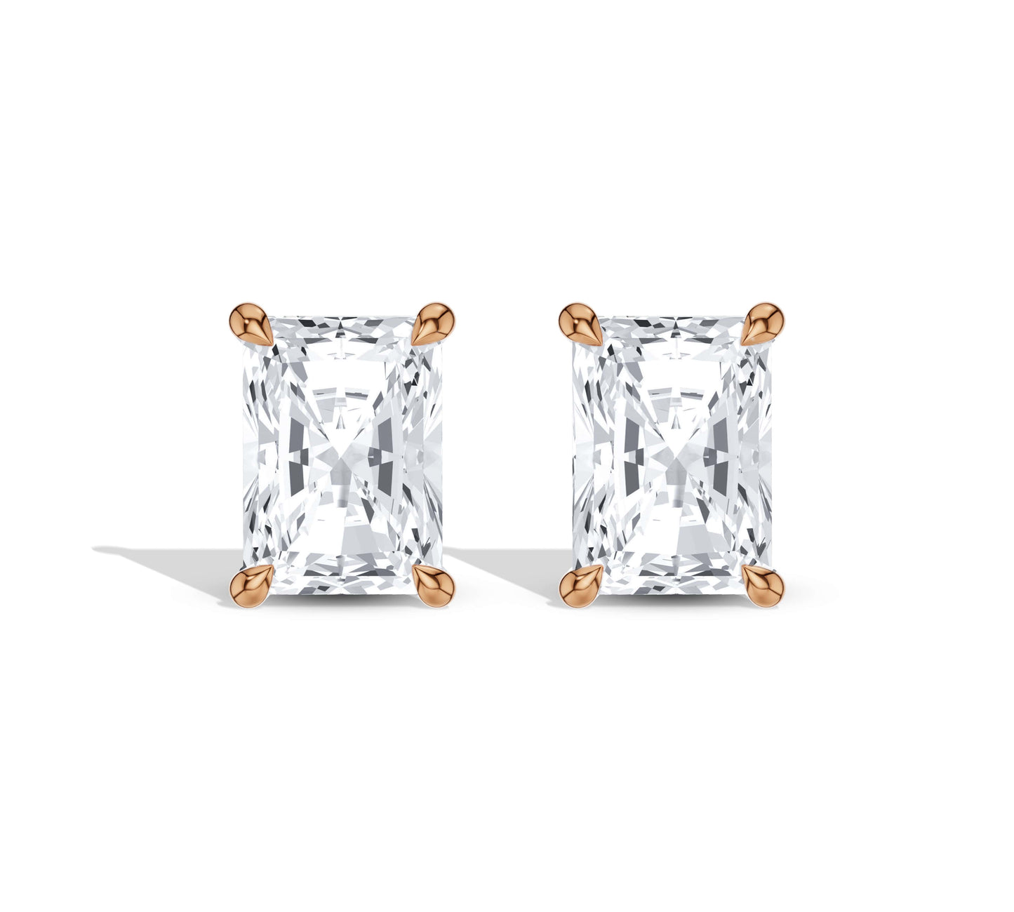 14K rose gold radiant diamond earrings