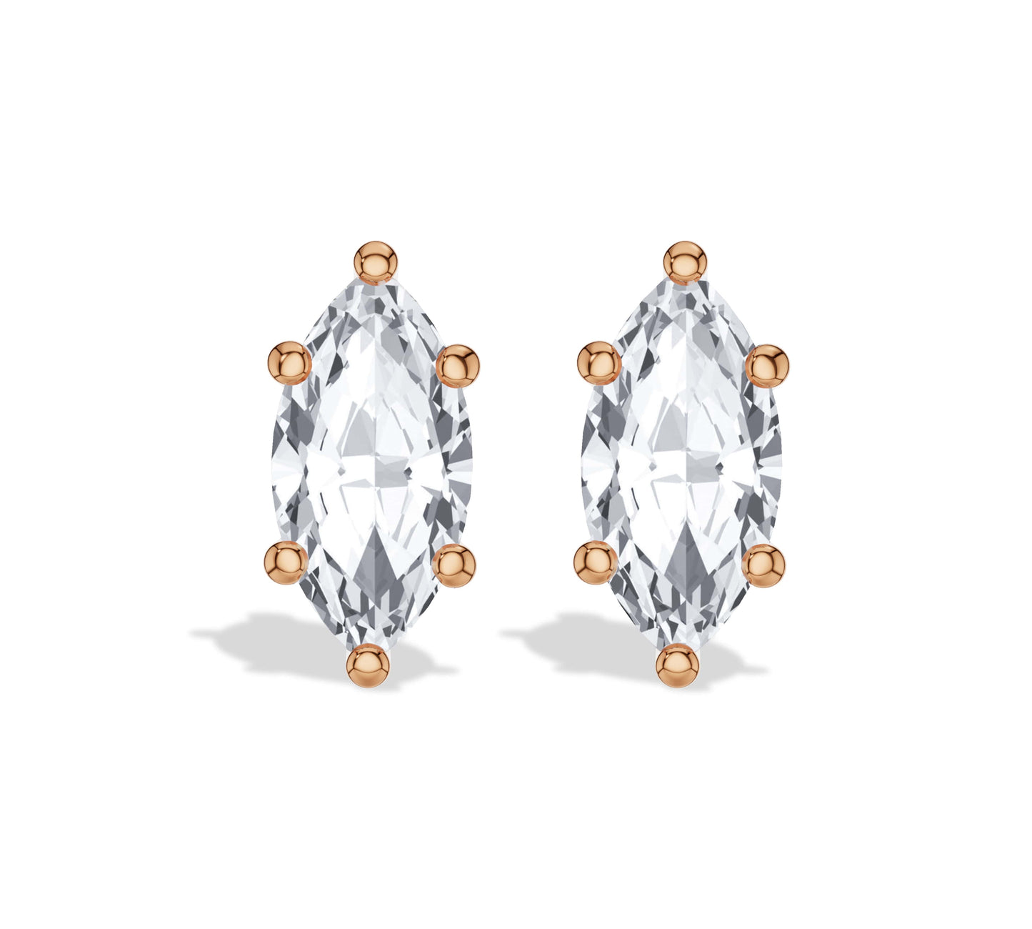 Marquise Diamond Stud Earrings Six Prong