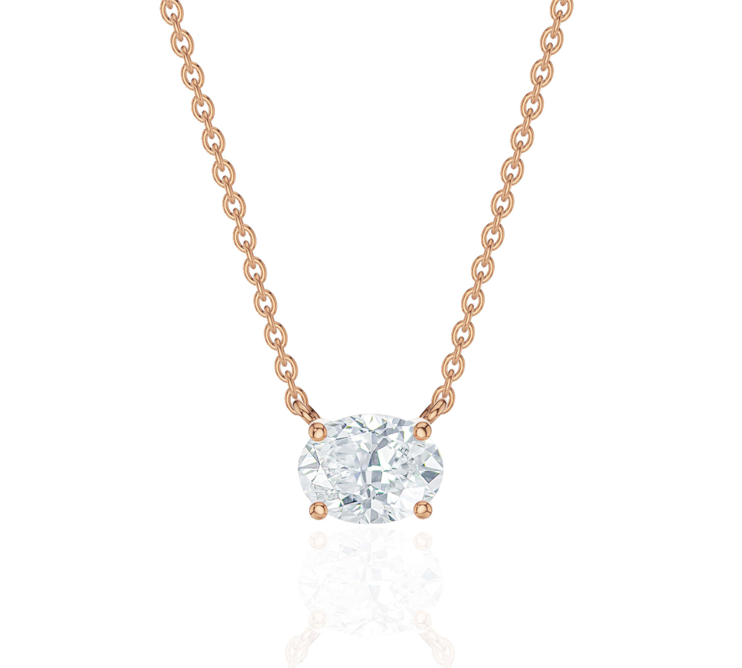 Horizontal Oval Cut Diamond Necklace