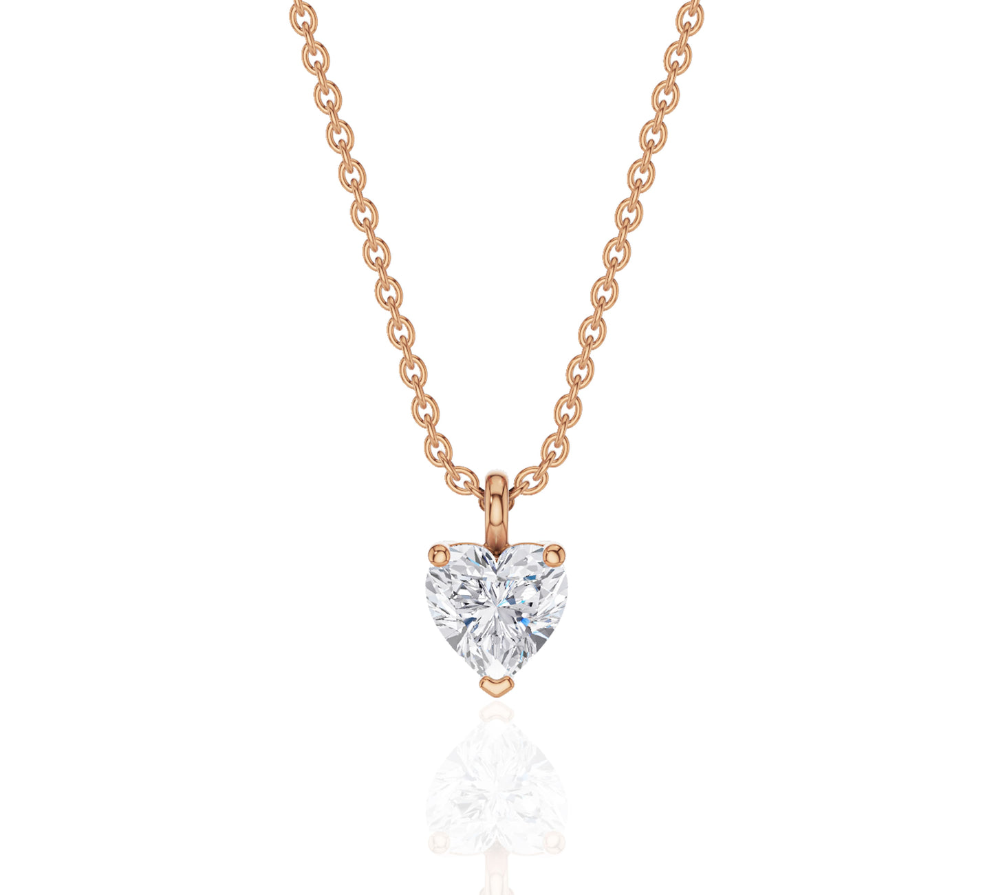 Heart Diamond Pendant Necklace Gold Solitaire