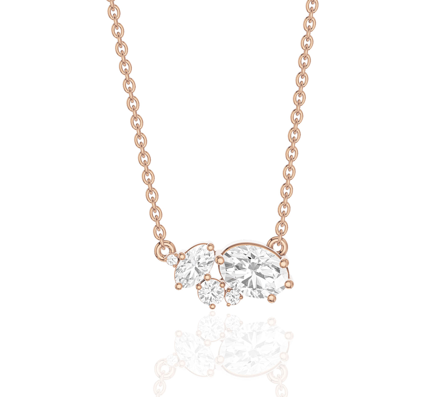Mixed-shape diamonds set on fine gold chain
