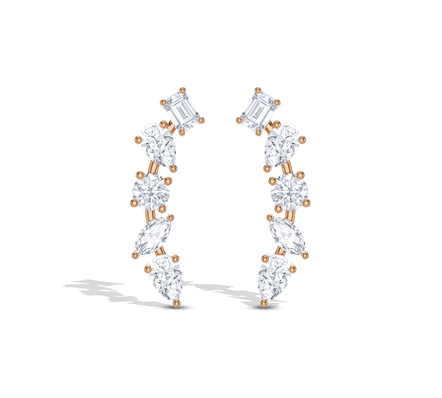 Elegant lab diamond earrings in a curve
