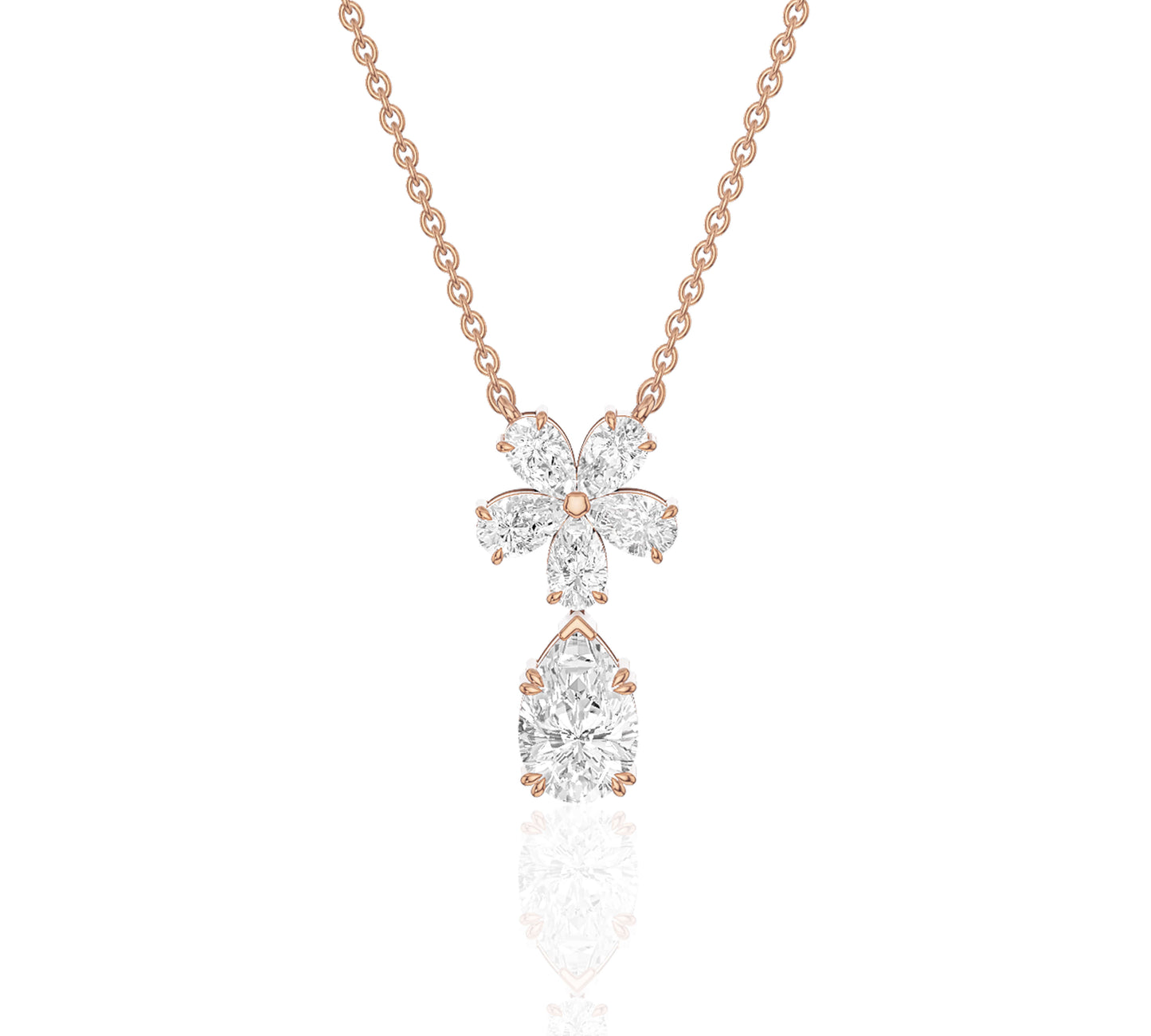 Cluster flower necklace with moissanite petals