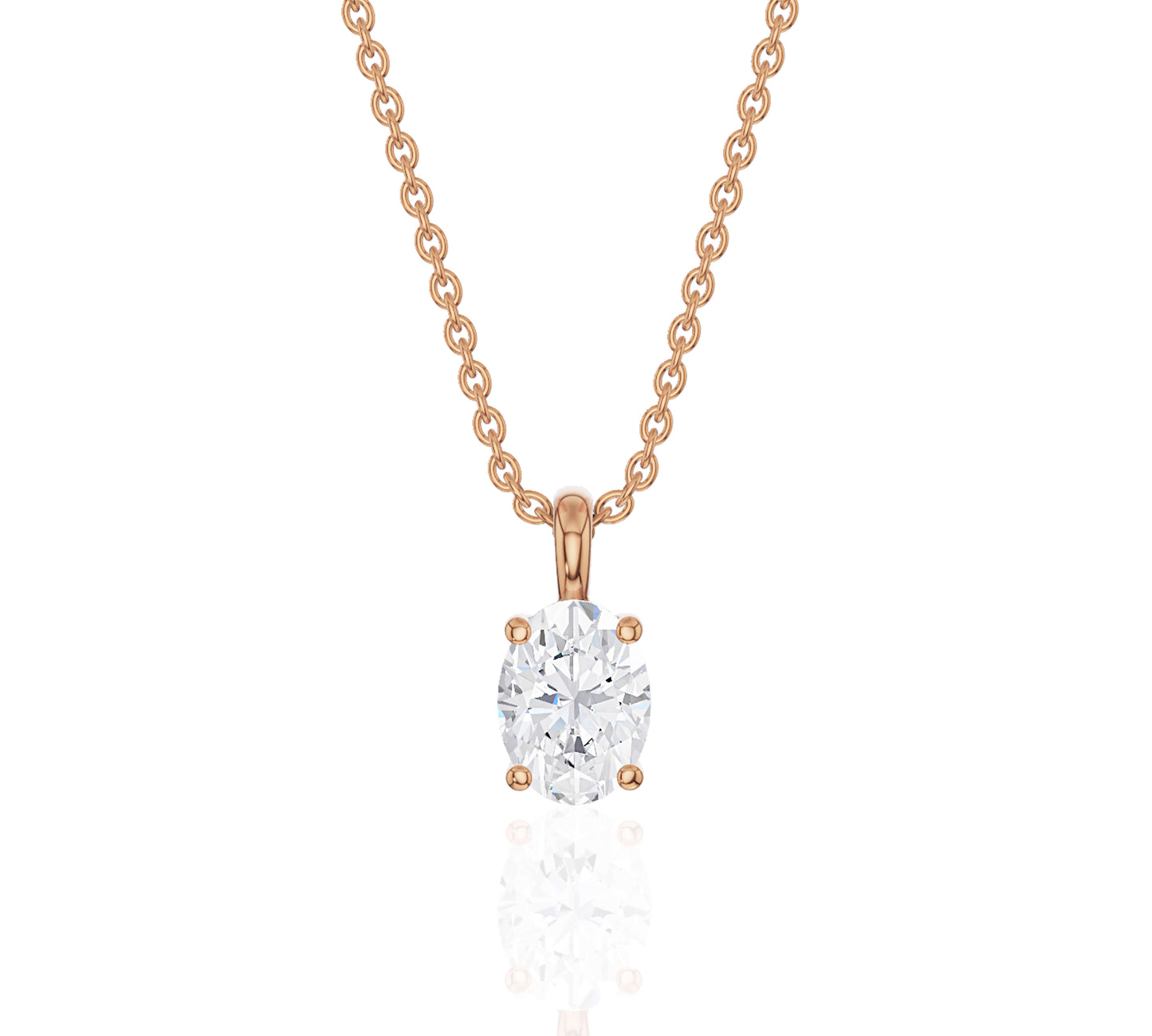 necklace with oval pendant single loop