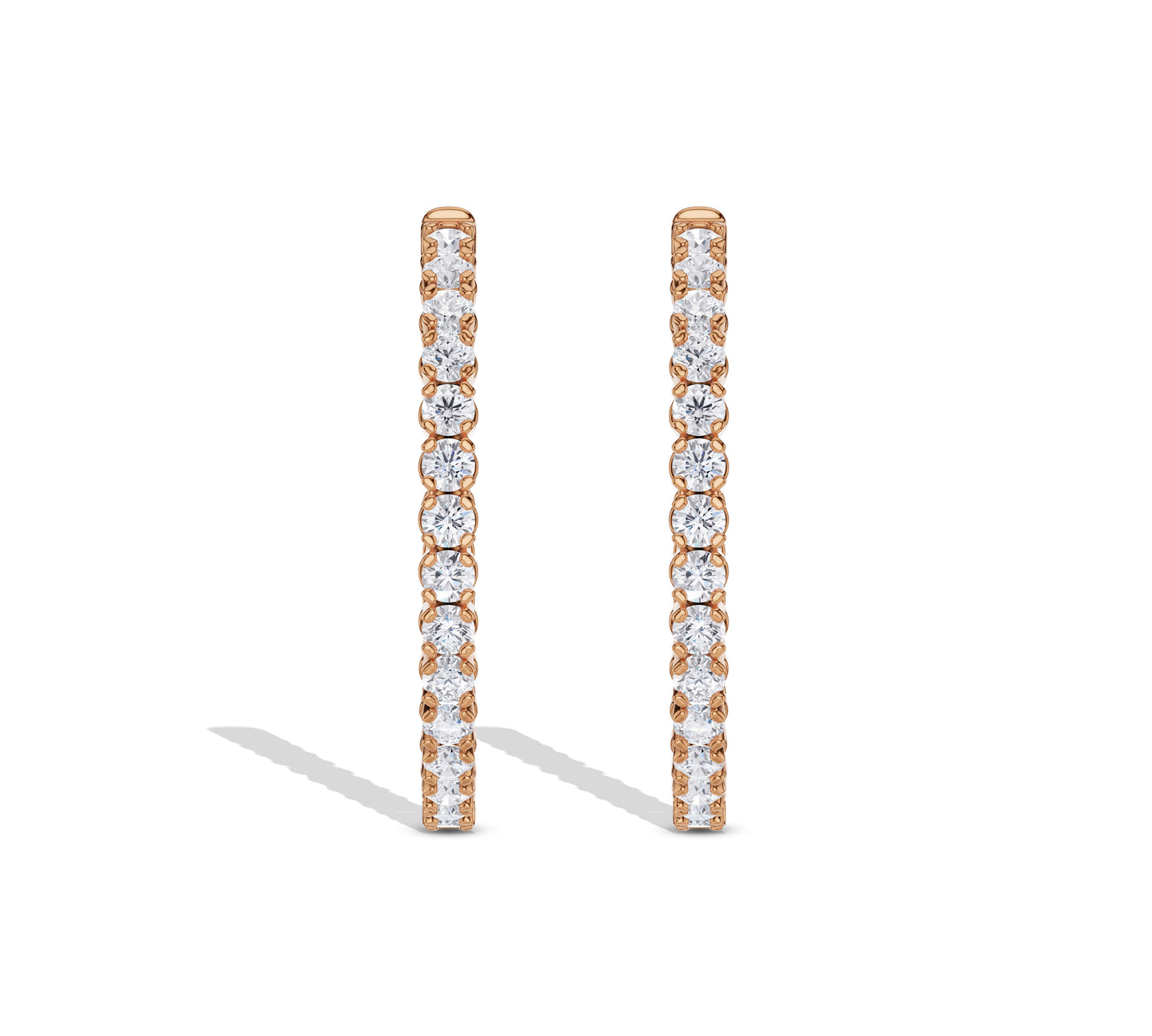 Classic diamond hoop earrings inside out