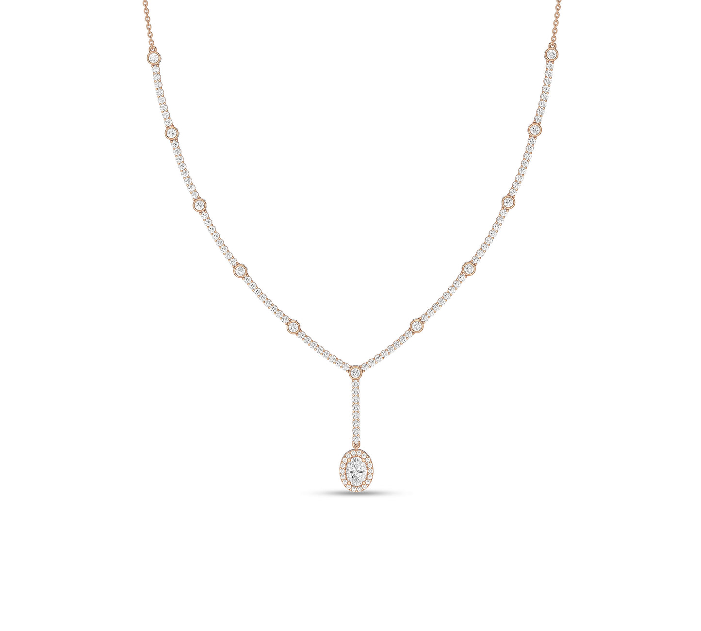 Elegant gold necklace with oval pendant drop for bridal styling