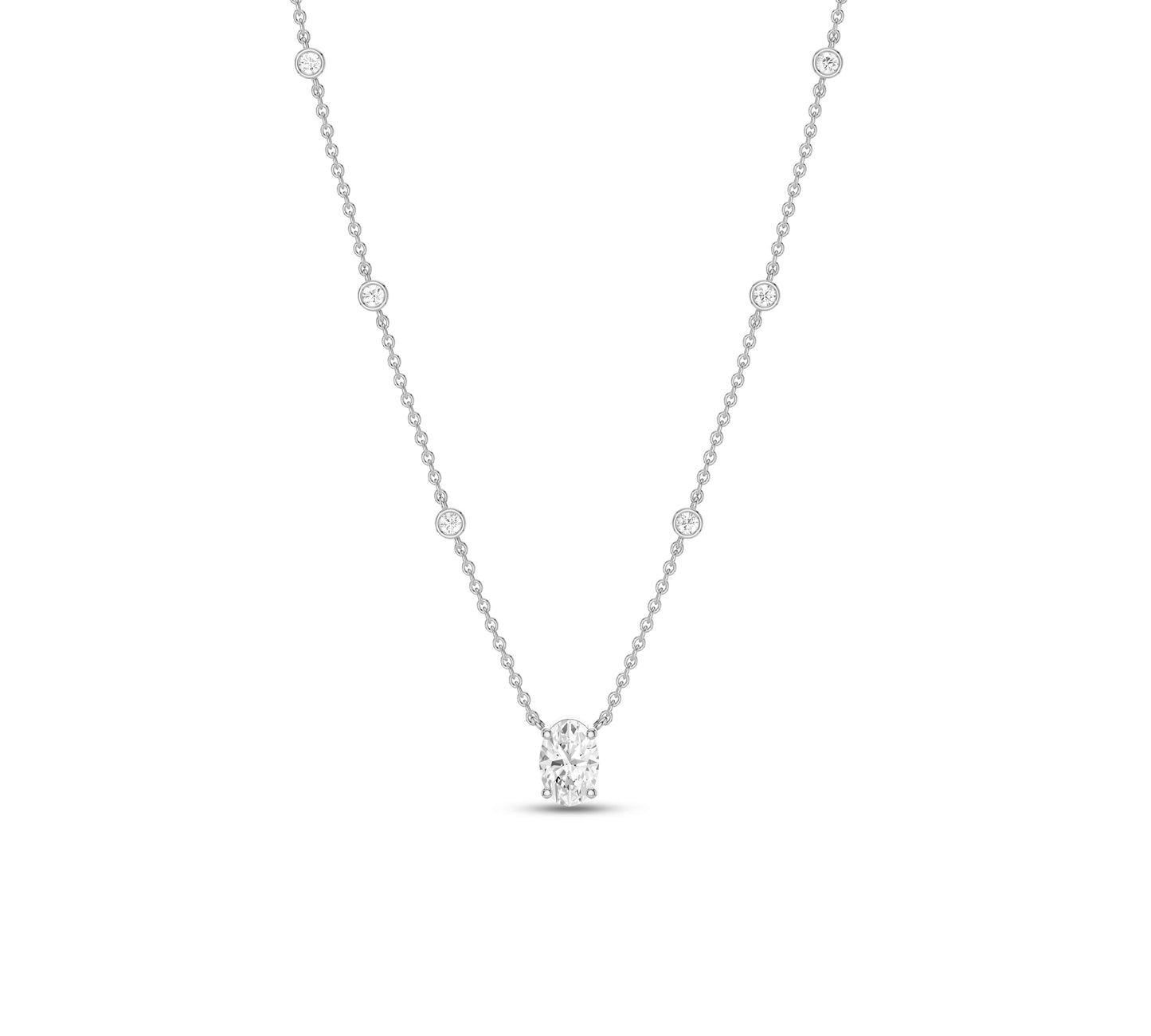 white gold station necklace