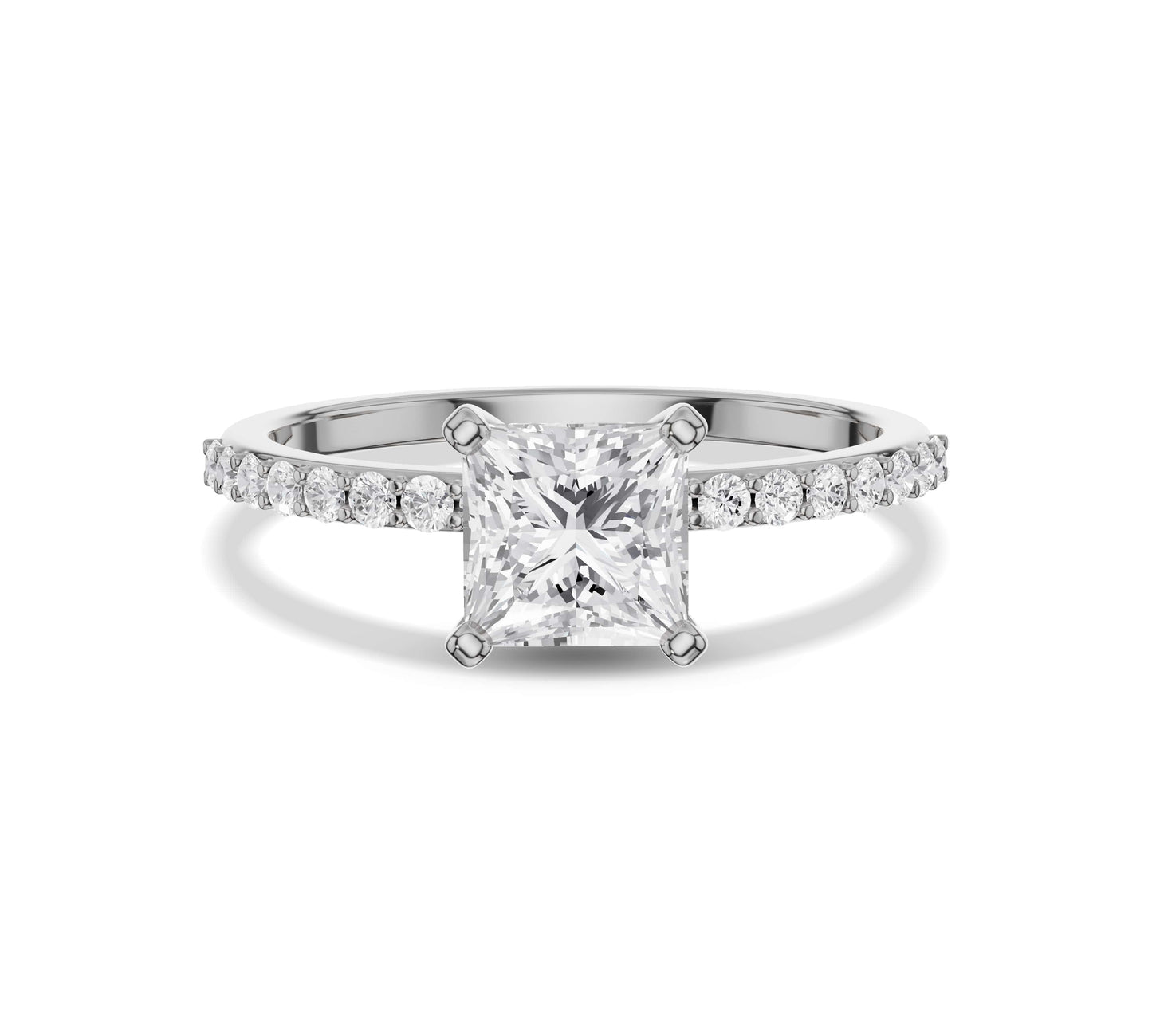 ring square diamond in white gold