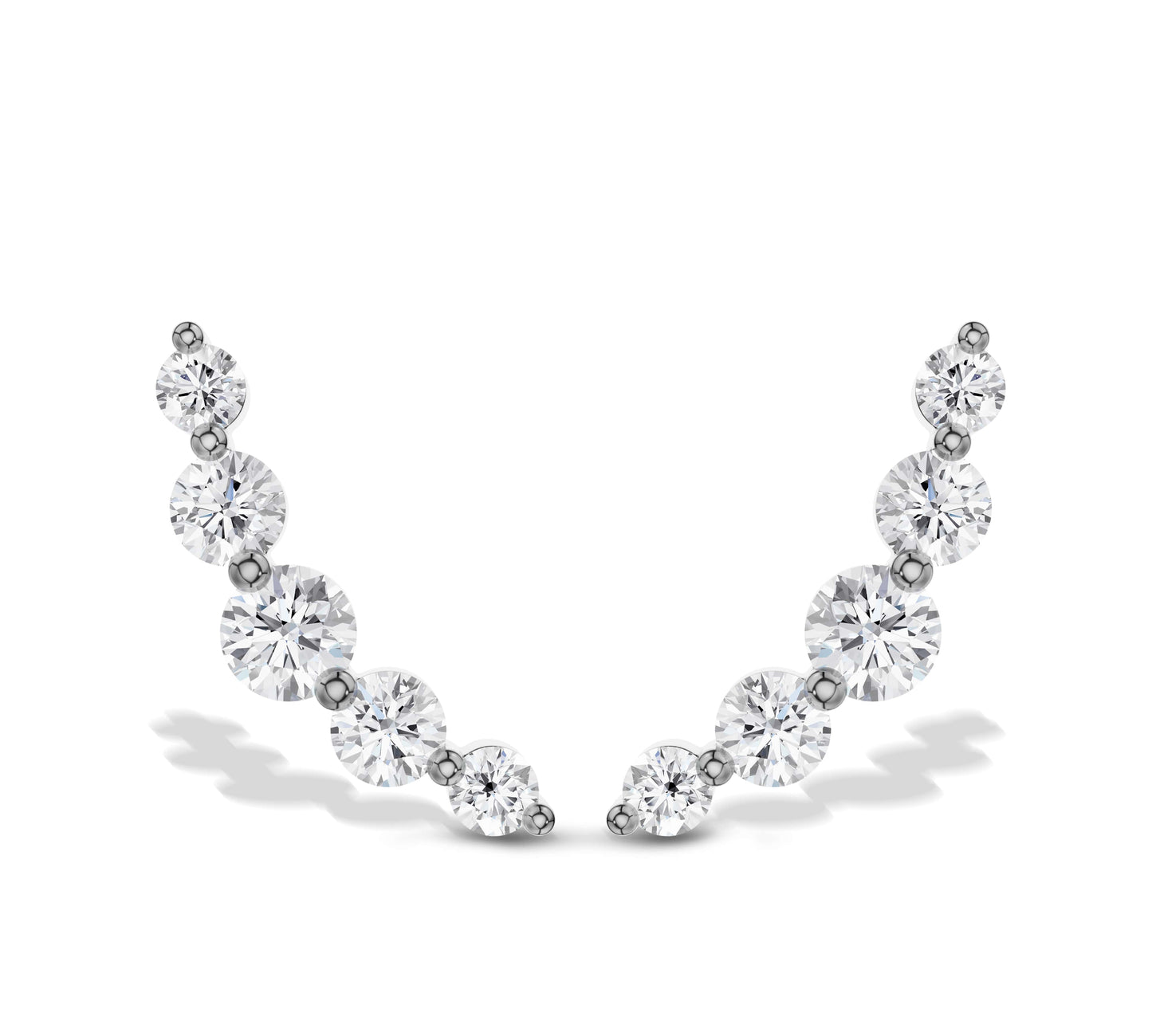 White gold diamond ear climber earrings