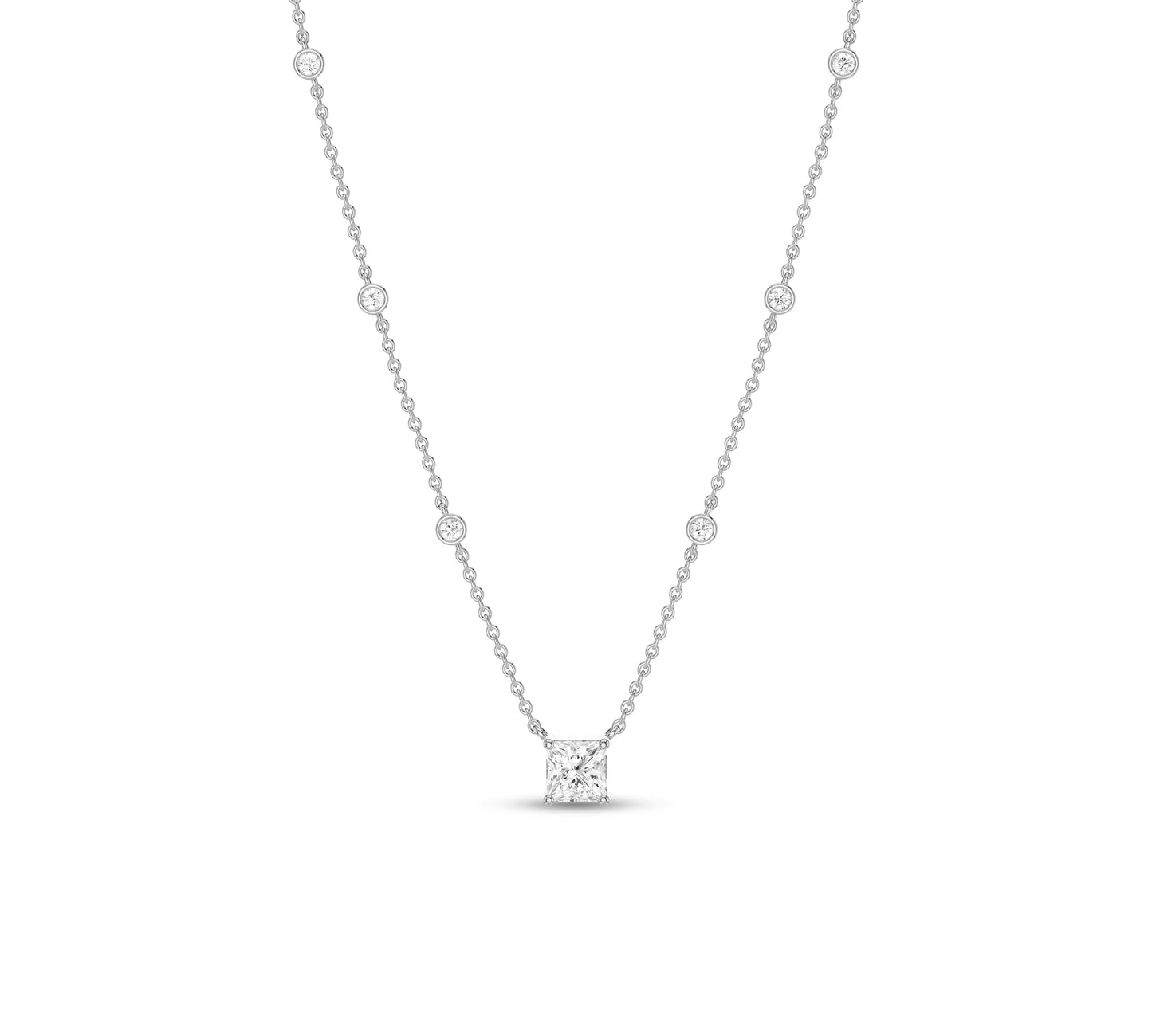 white gold station diamond necklace