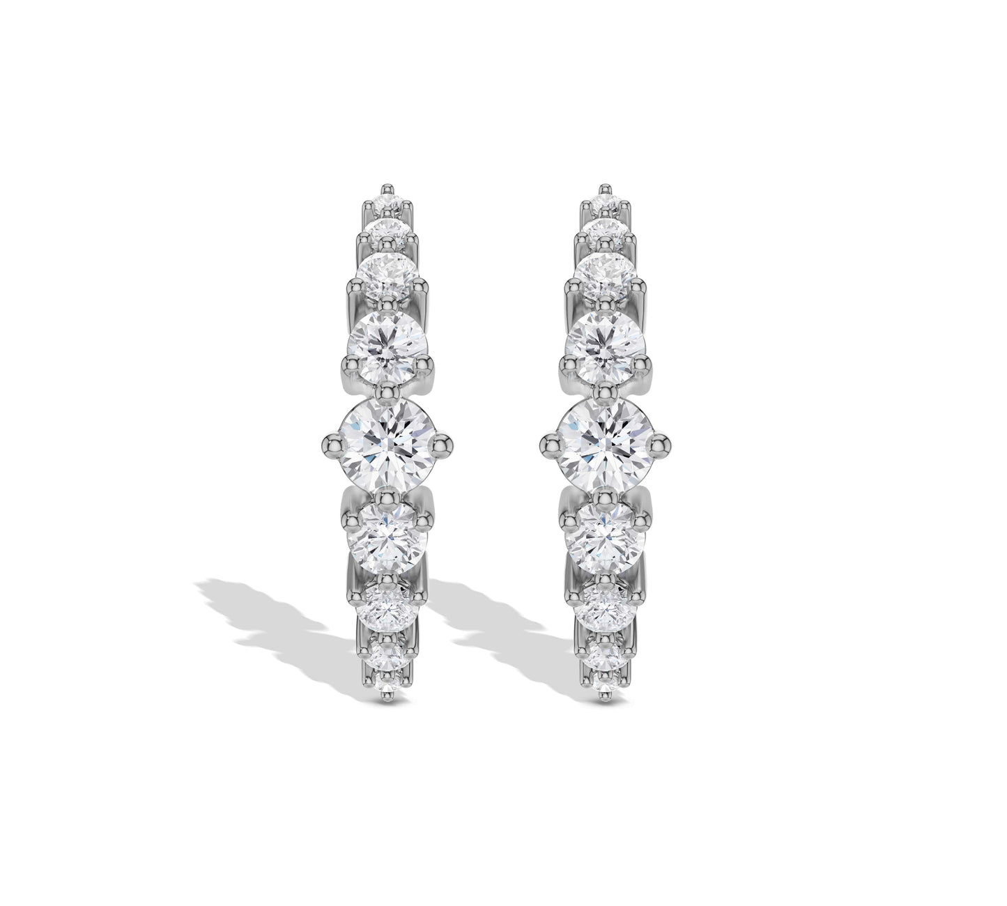 Classic white gold huggies with lab diamonds