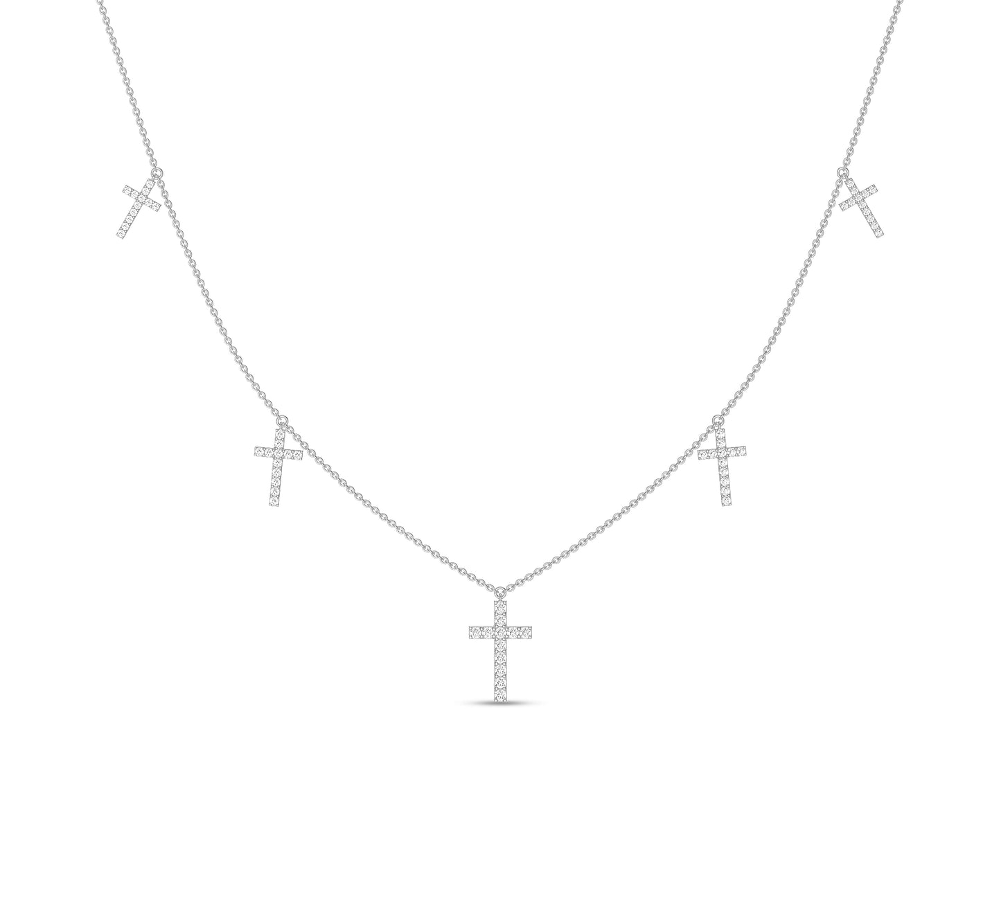 Modern multi-cross necklace with sparkle