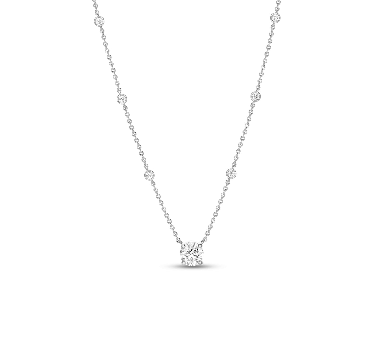 white gold Station Necklace with round diamonds