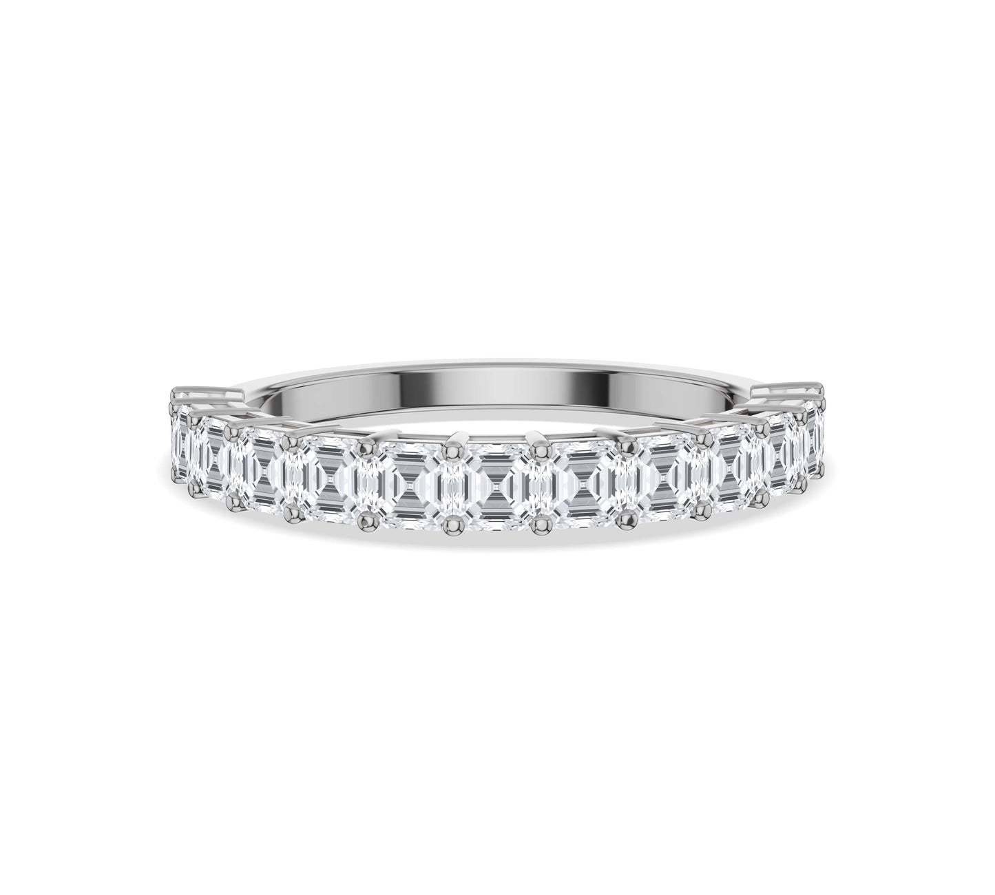 asscher cut wedding band in white gold
