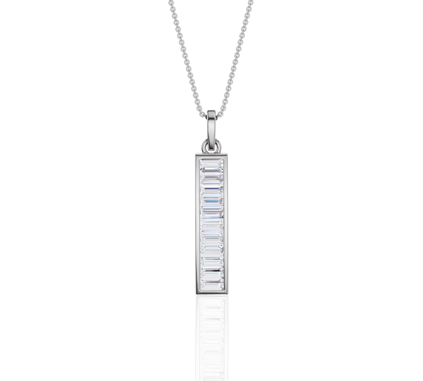 Unique vertical necklace with clean diamond lines
