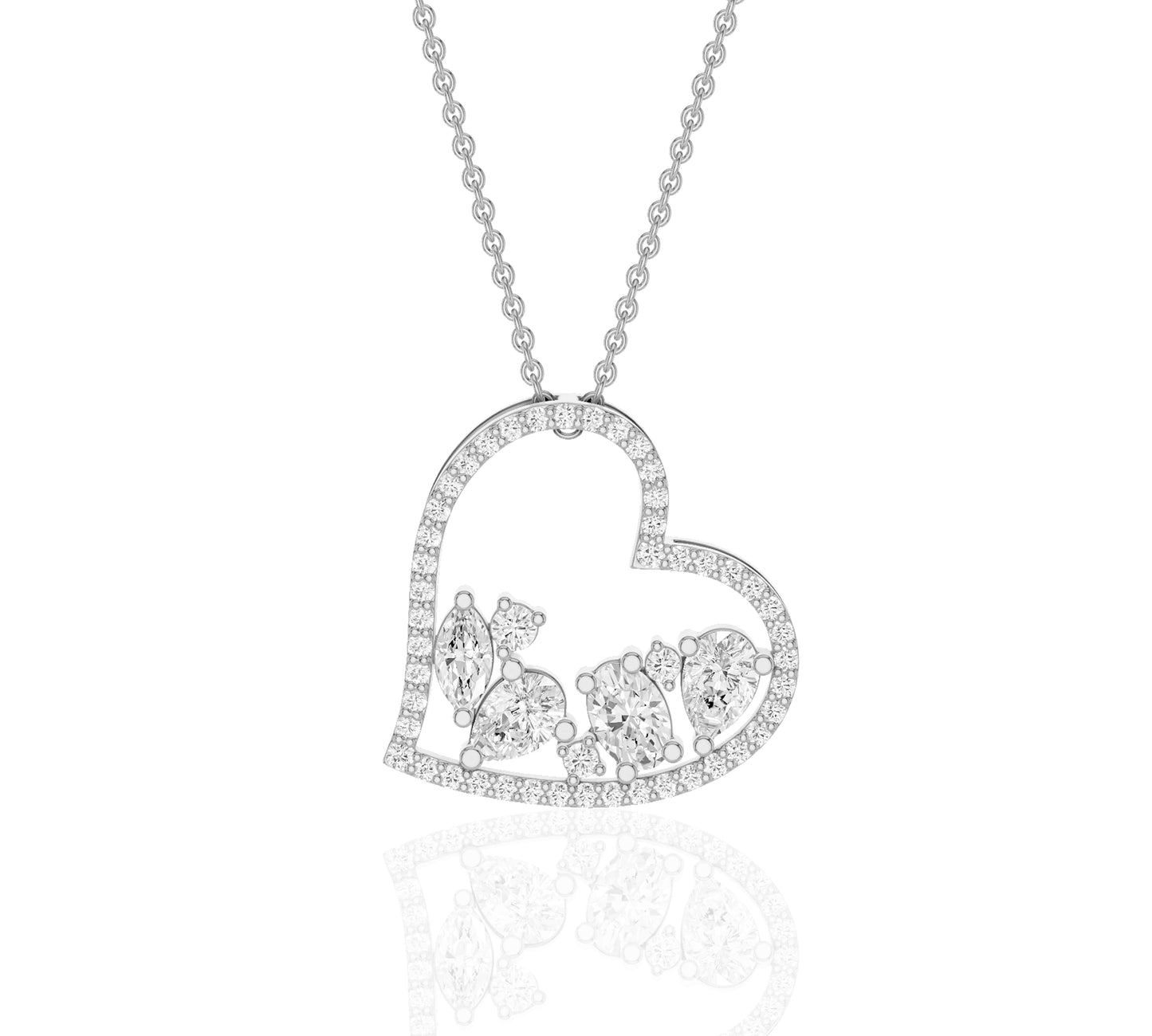 Artistic heart design with assorted diamonds