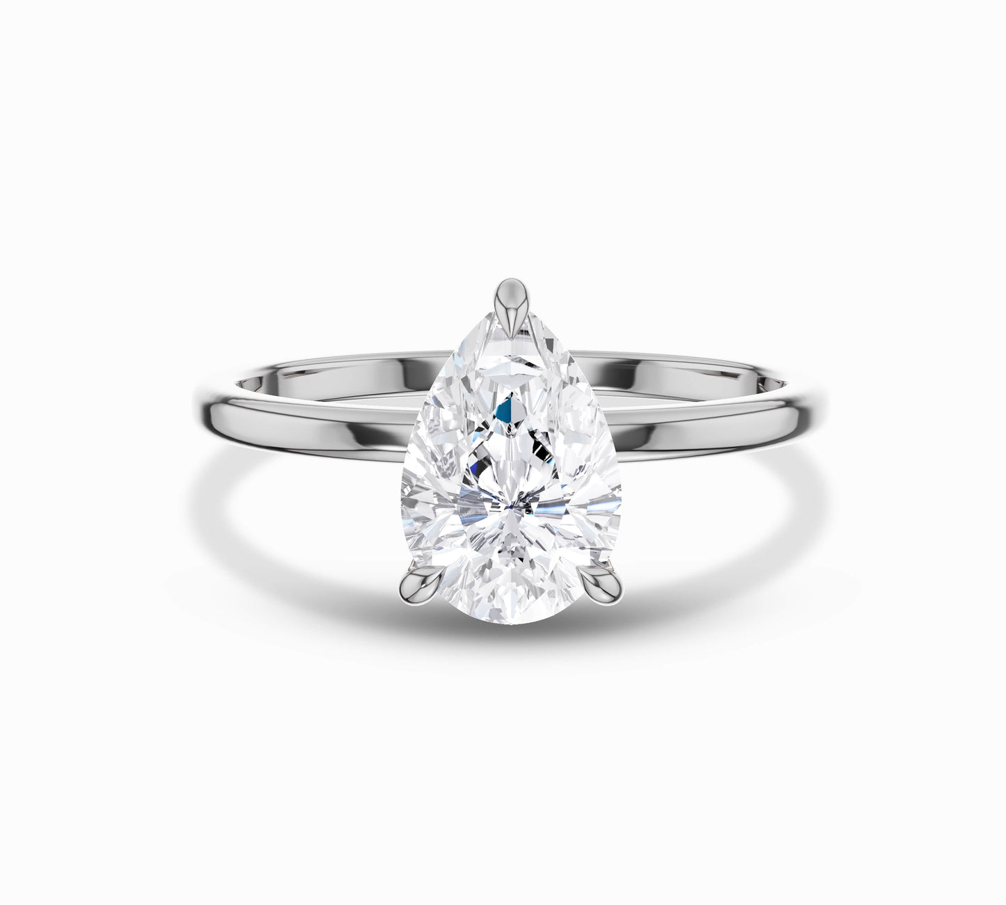 White gold solitaire pear diamond ring