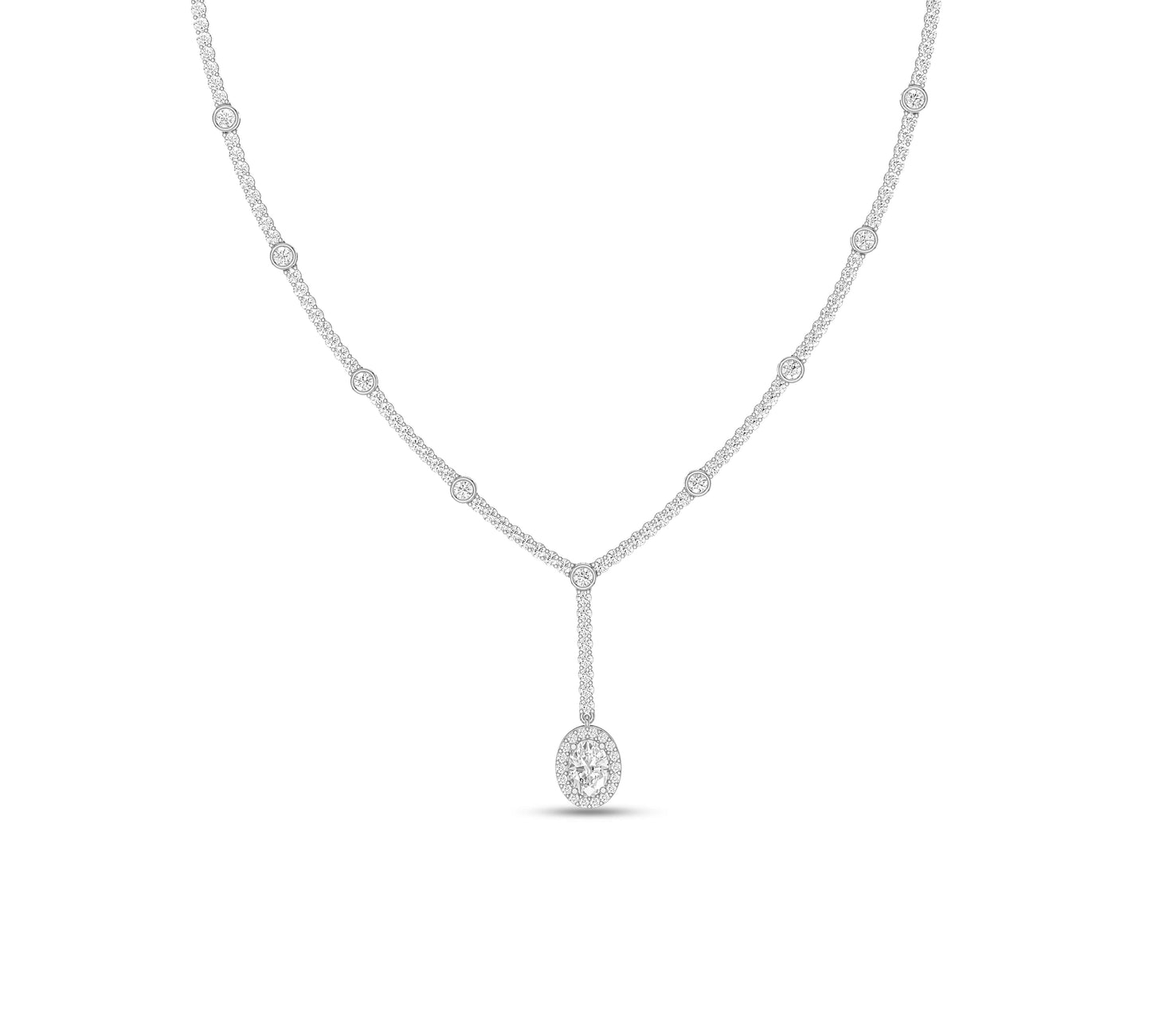 Sparkling oval charm on elegant diamond chain