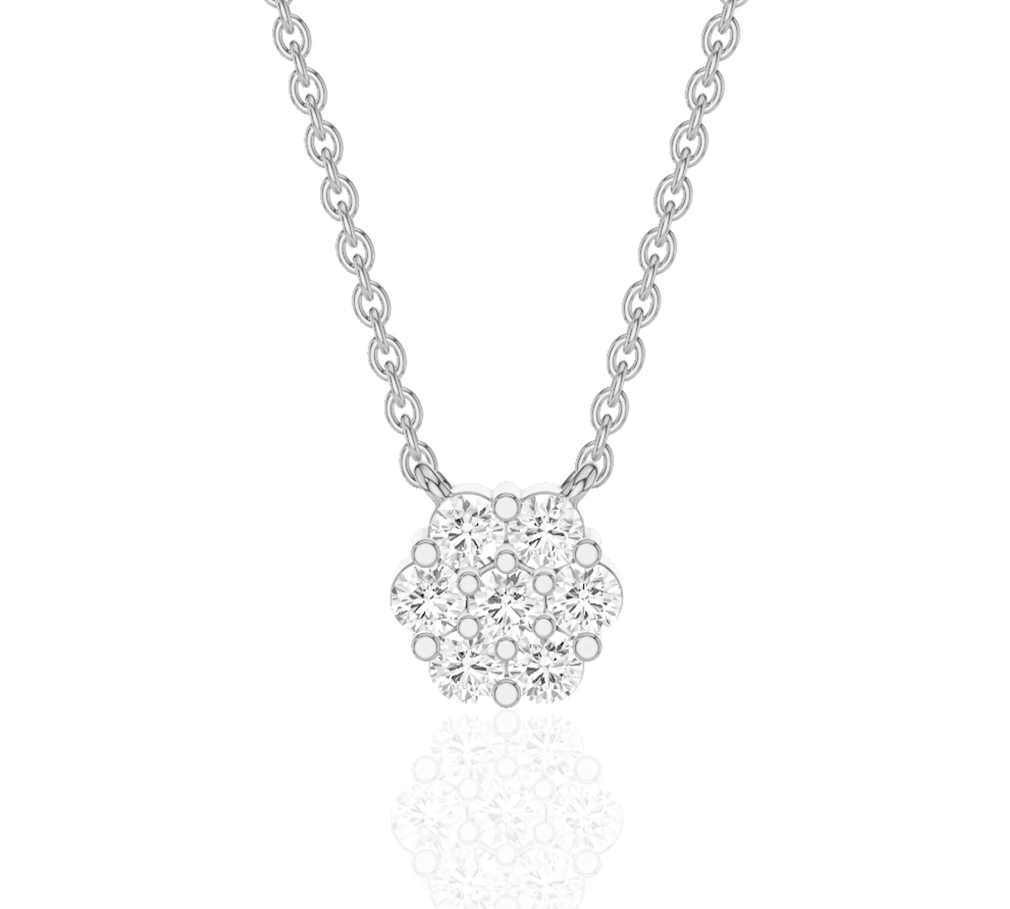 14K gold floral diamond pendant with shimmering stones