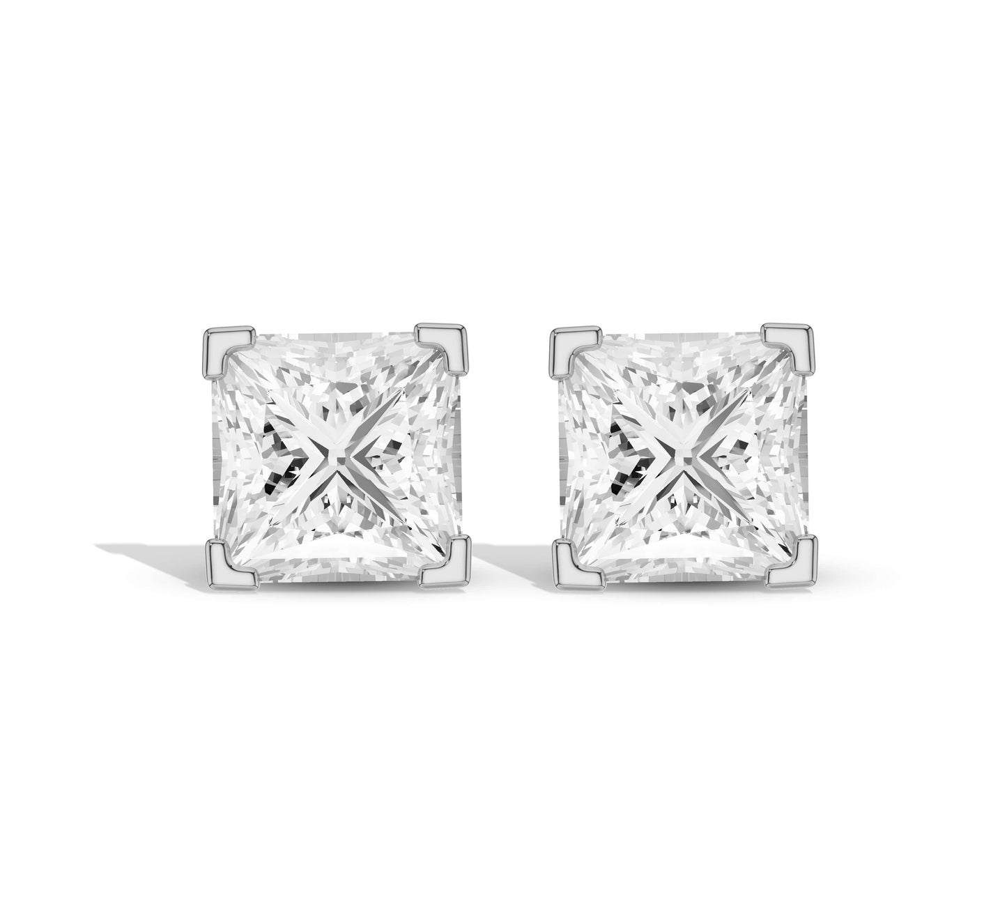 Close-up claw prong diamond studs