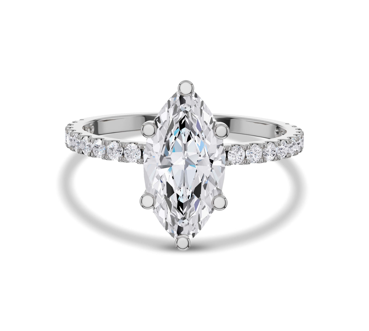 marquise lab diamond ring in white gold floating setting
