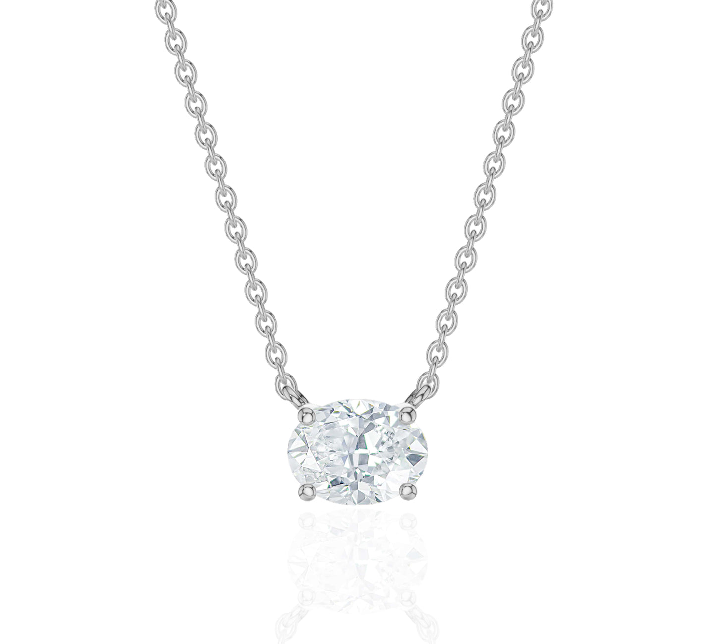 Horizontal Oval Cut Diamond Necklace