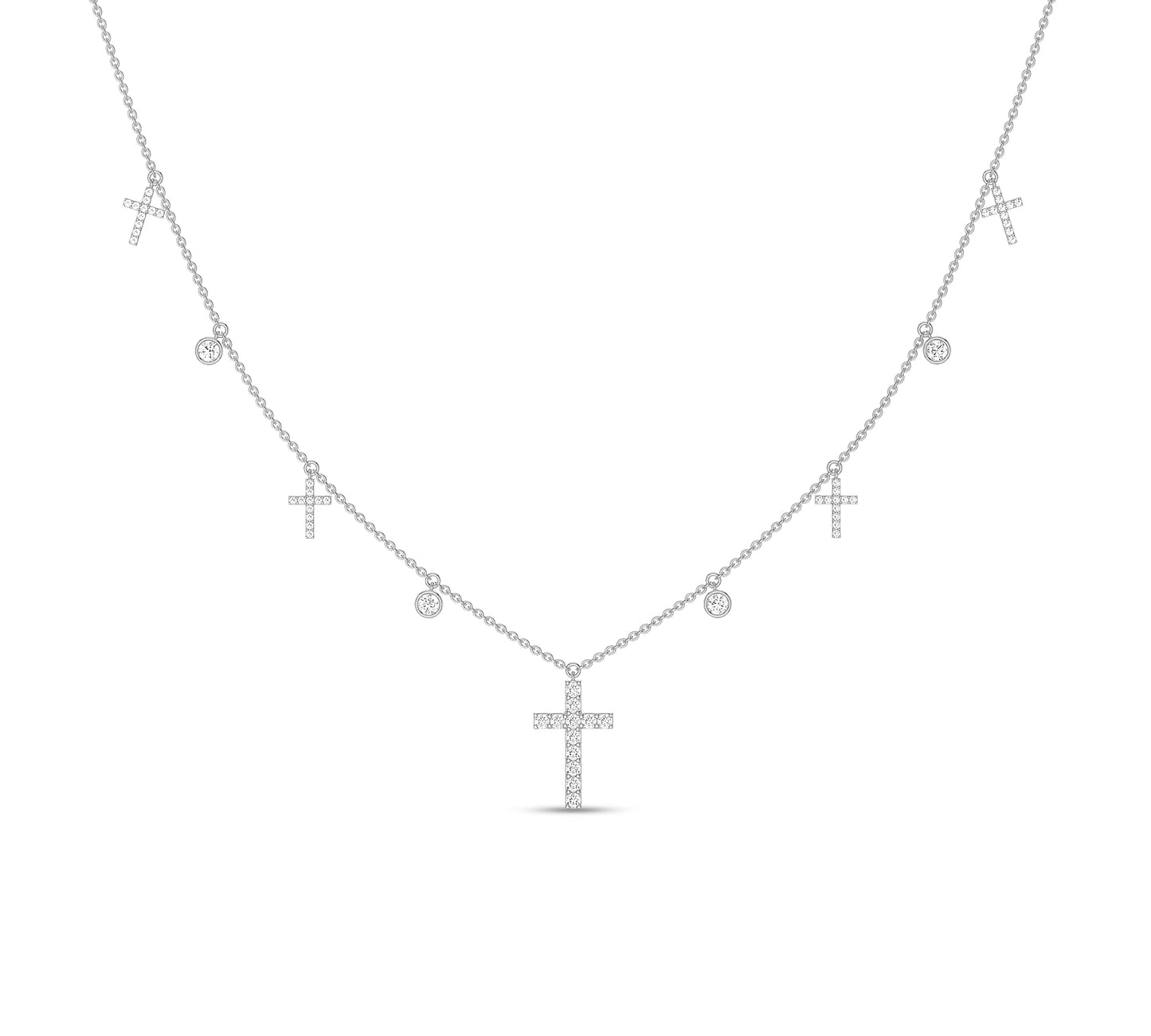 Modern religious choker in white gold