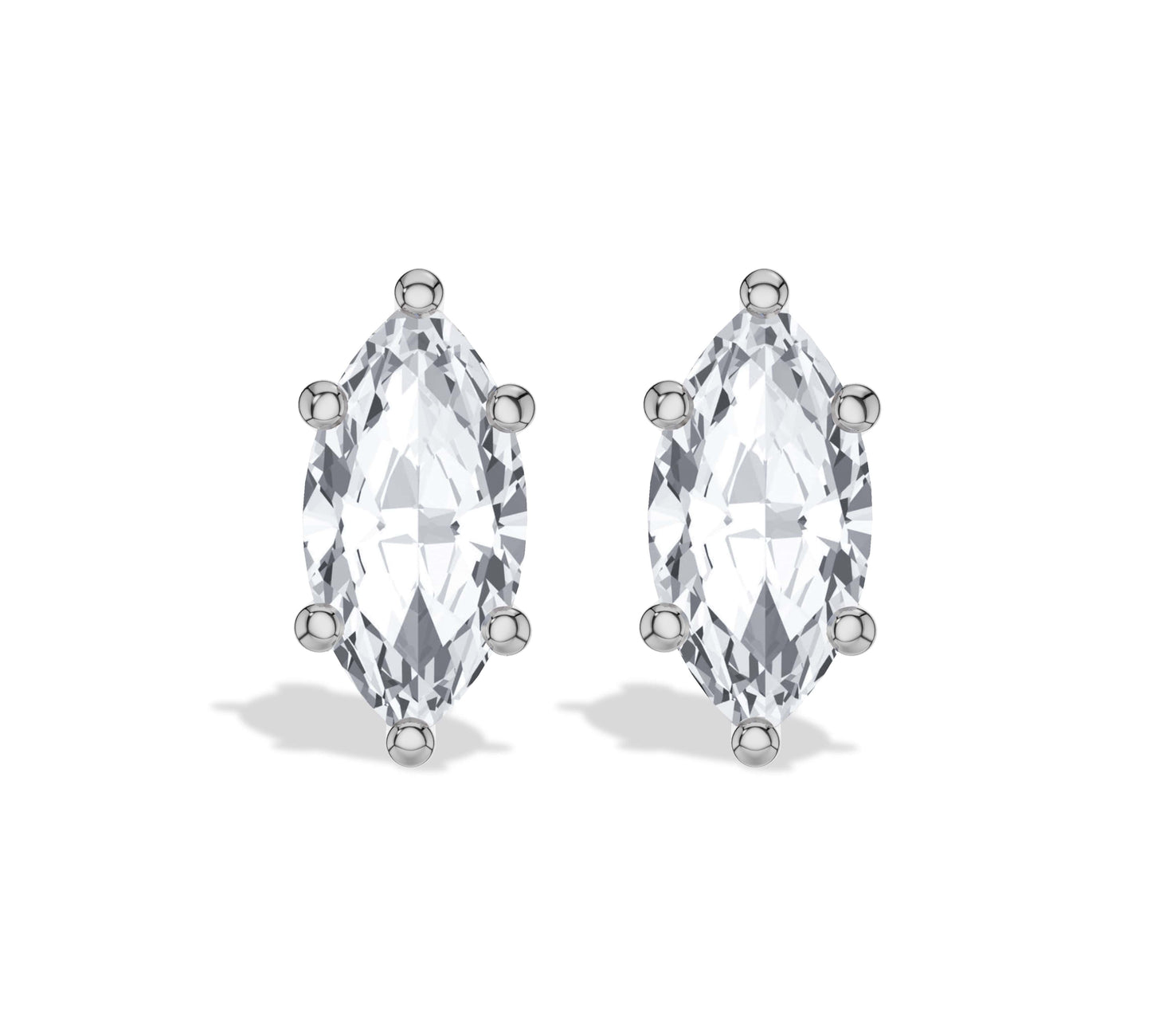 Marquise Diamond Stud Earrings Six Prong