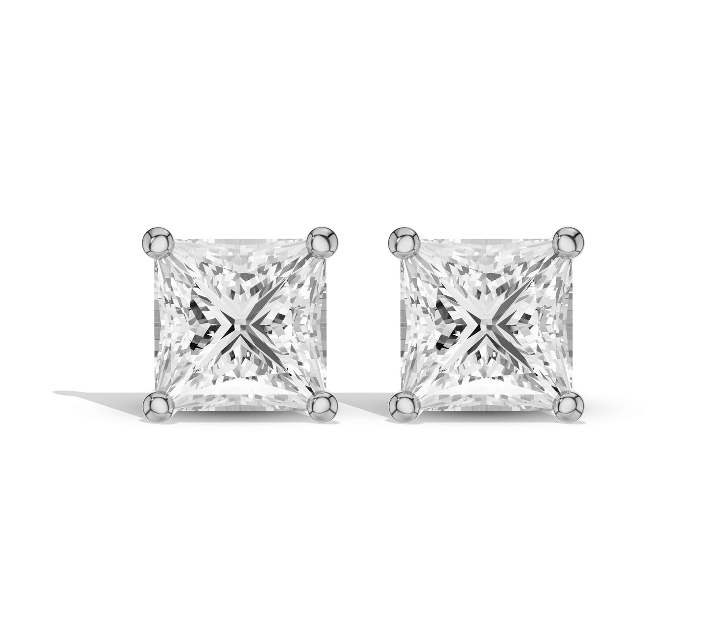 Elegant square shaped diamond studs